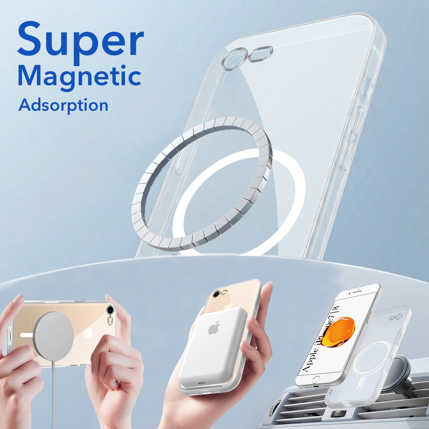 For Apple iPhone 7 | iPhone 8 Back Cover Case Lifetime Anti-Yellow MagSafe Compatible Clear (Sleek Hard Crystal | Shockproof and Camera Protection)