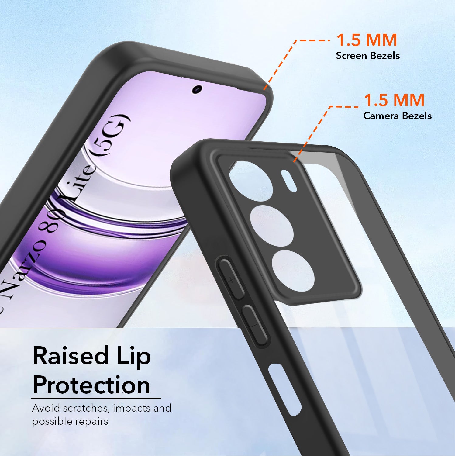 For Realme Narzo 80 Lite 5G Combo with Back Cover and 9H Tempered Glass (Lifetime Anti-Yellow | Crystal Clear Shockproof | Oleophobic Coating Screen Glass)