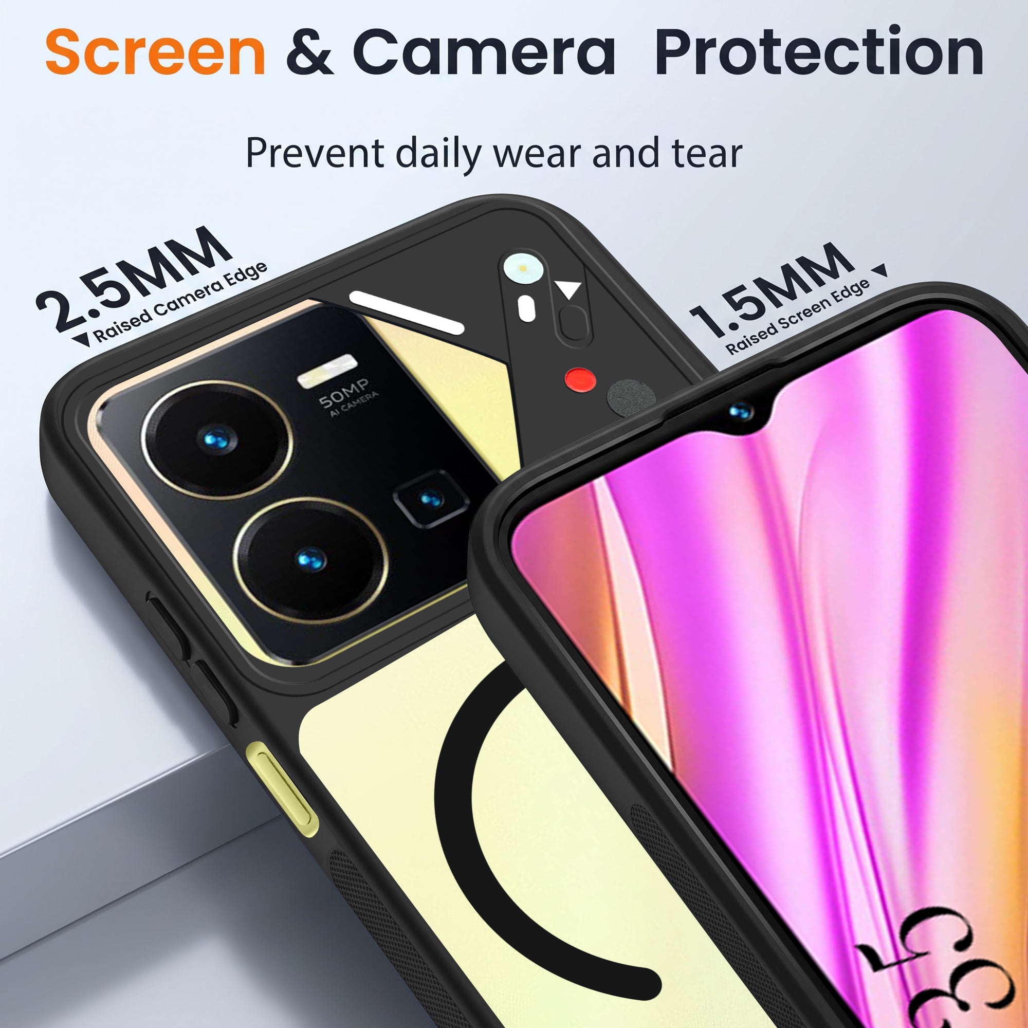 For Vivo Y35 Back Cover Case Lifetime Anti-Yellow Clear (Camera Protection | Side Grip | Wireless MagSafe Compatible)