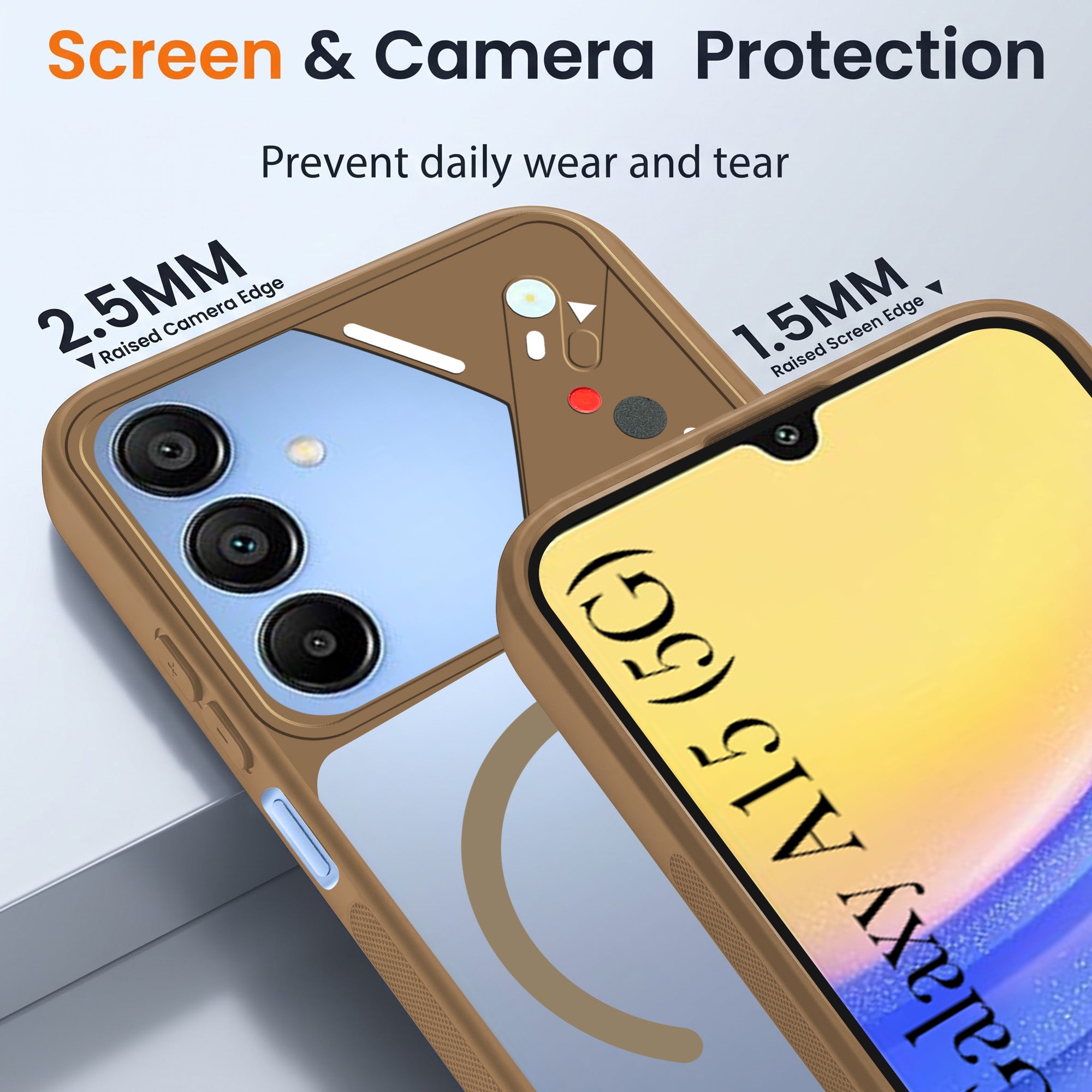For Samsung Galaxy A15 5G Back Cover Case Lifetime Anti-Yellow Clear (Camera Protection | Side Grip | Wireless MagSafe Compatible)