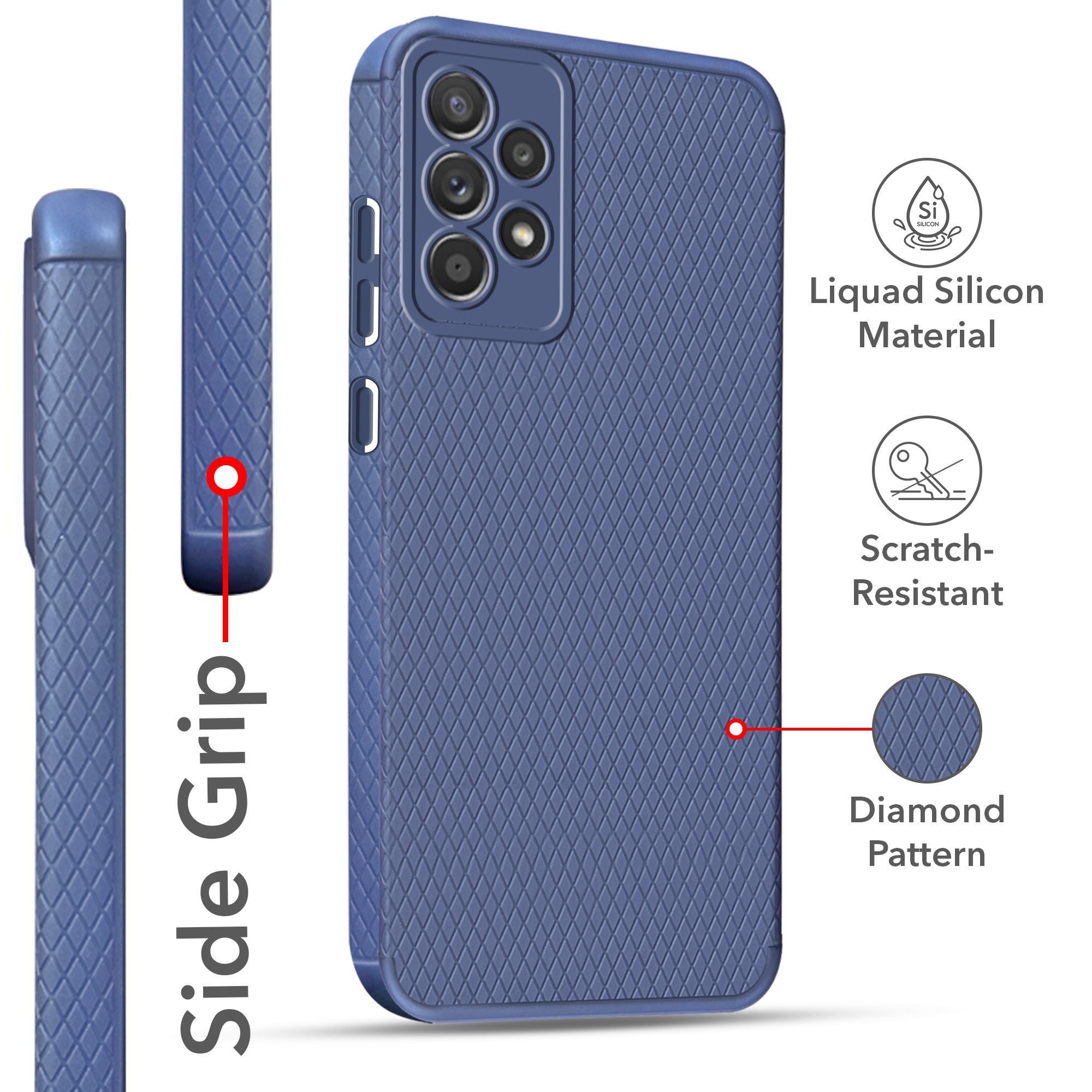 For Samsung Galaxy A52 | A52 5G | A52s 5G Back Cover Case (Liquid Silicone | Side Grip | Camera Protection)