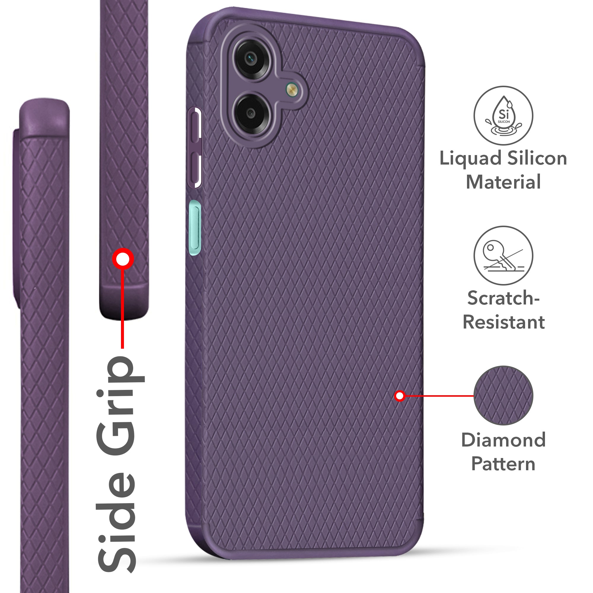 For Samsung Galaxy M07 | Samsung Galaxy F07 Back Cover Case Liquid Silicone (Camera Protection | Side Grip Texture | Soft and Flexible)