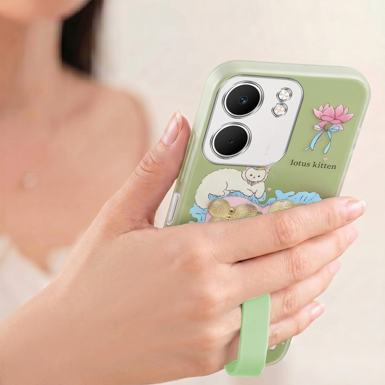 For Oppo A5X Back Cover Case (3D Cute Heart Strap Holder | Camera Protection | Designer Girls Print)