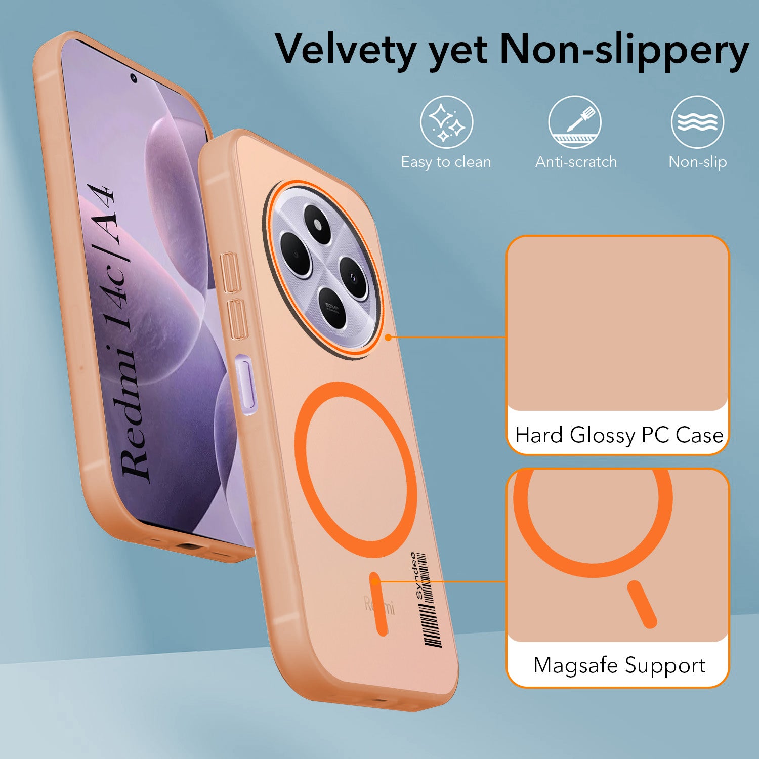 For Redmi A4 5G | Xiaomi Redmi 14C Back Cover Case (Soft Touch | Camera Bump Protection | MagSafe Compatible | Matte Finish)