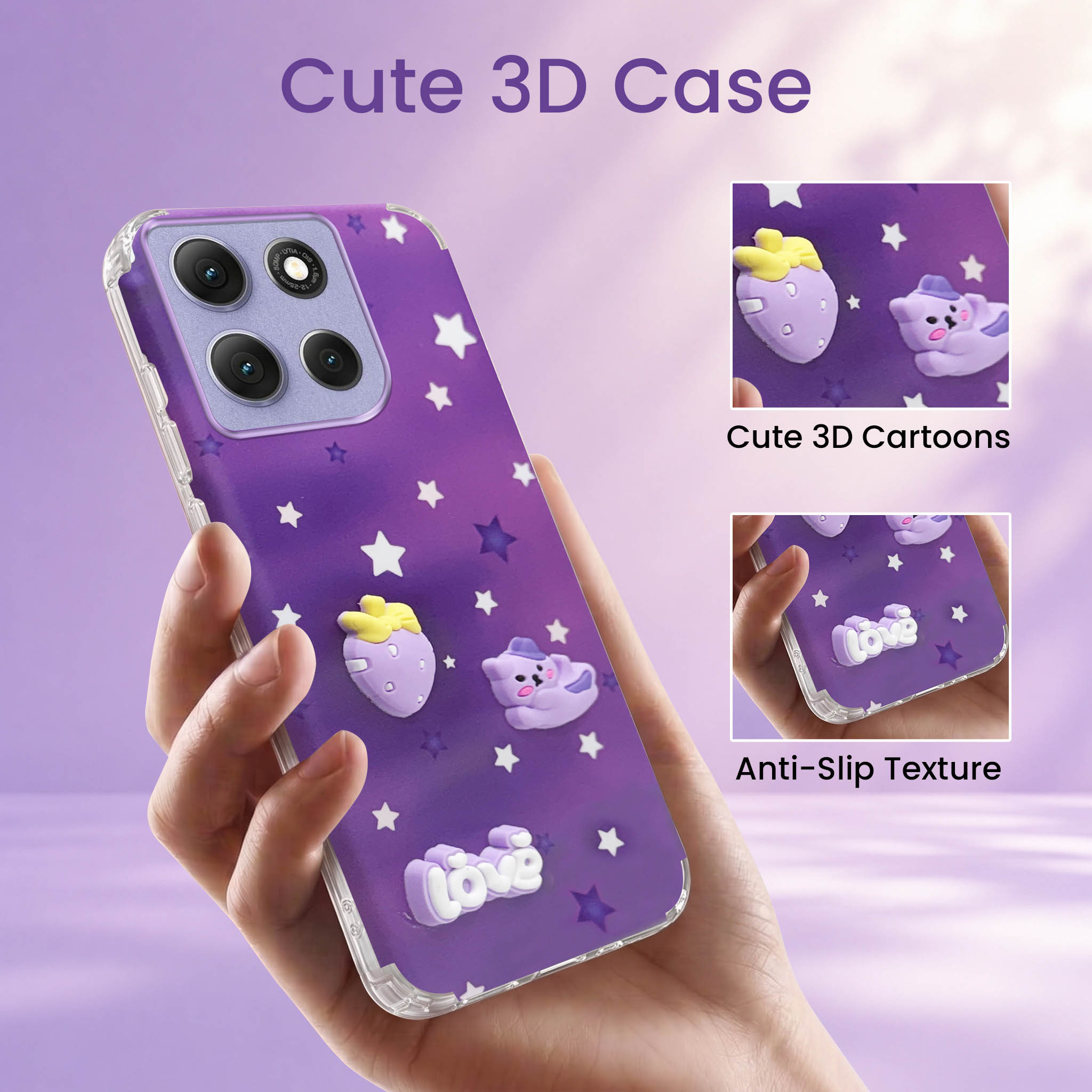 For Motorola Moto G86 Power Back Cover Case (3D Cute Cartoons | Hard Back Side Soft | Matte Premium Finish | HD Printing)
