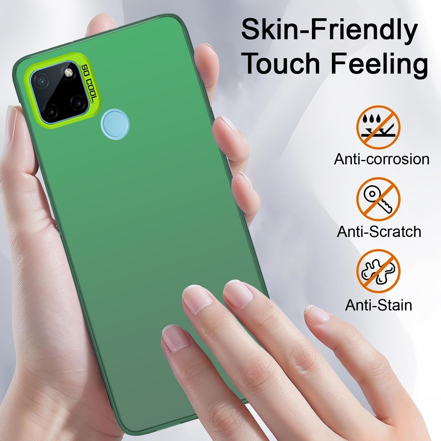 Cover Trasparente Verde Per Realme C21Y E C25Y – TPU Morbido, Anti-graffio, Ultrasottile