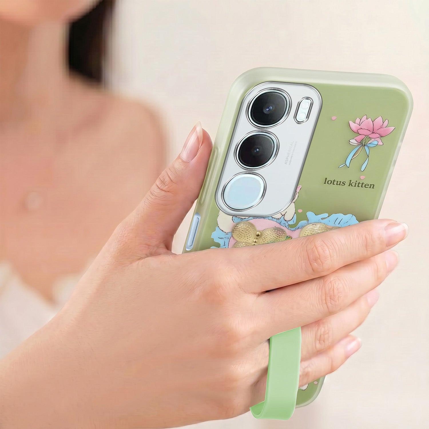 For Vivo Y29 Back Cover Case (3D Cute Heart Strap Holder | Camera Protection | Designer Girls Print)