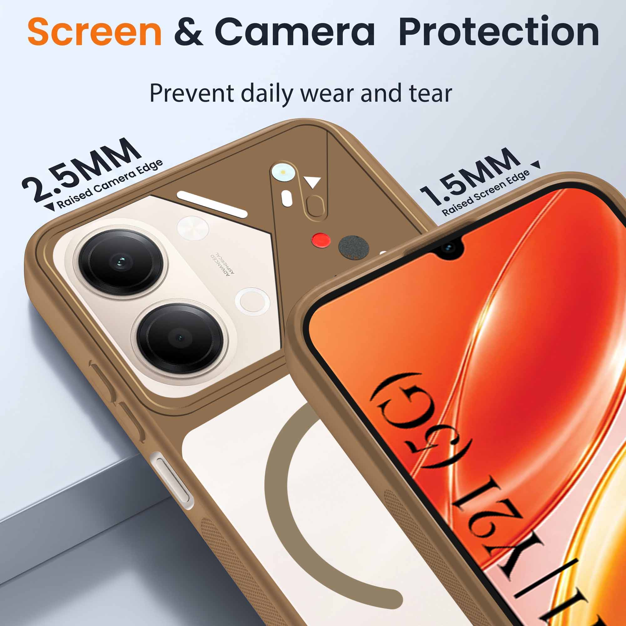 For Vivo Y11 | Vivo Y21 5G Back Cover Case Lifetime Anti-Yellow Clear (Camera Protection | Side Grip | Wireless MagSafe Compatible)