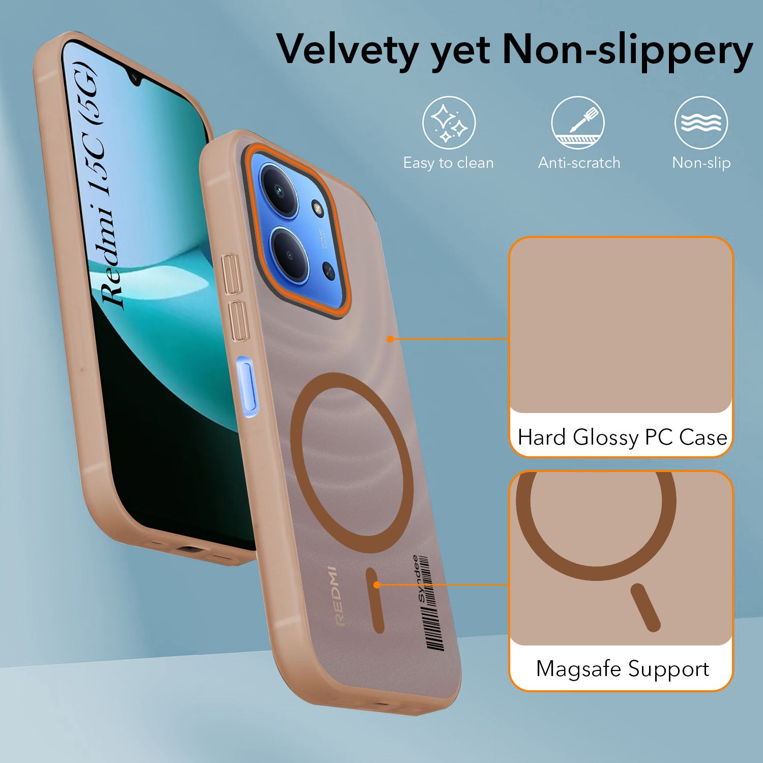 For Redmi 15C Back Cover Case (Soft Touch | Camera Bump Protection | MagSafe Compatible | Matte Finish)
