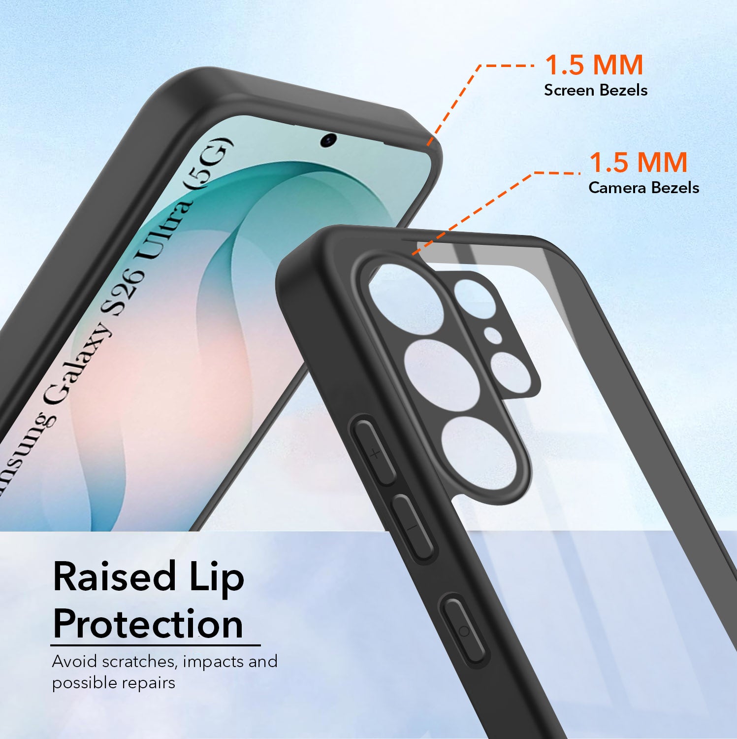 For Samsung Galaxy S26 Ultra Combo with Back Cover and 9H Tempered Glass (Lifetime Anti-Yellow | Crystal Clear Shockproof | Oleophobic Coating Screen Glass)