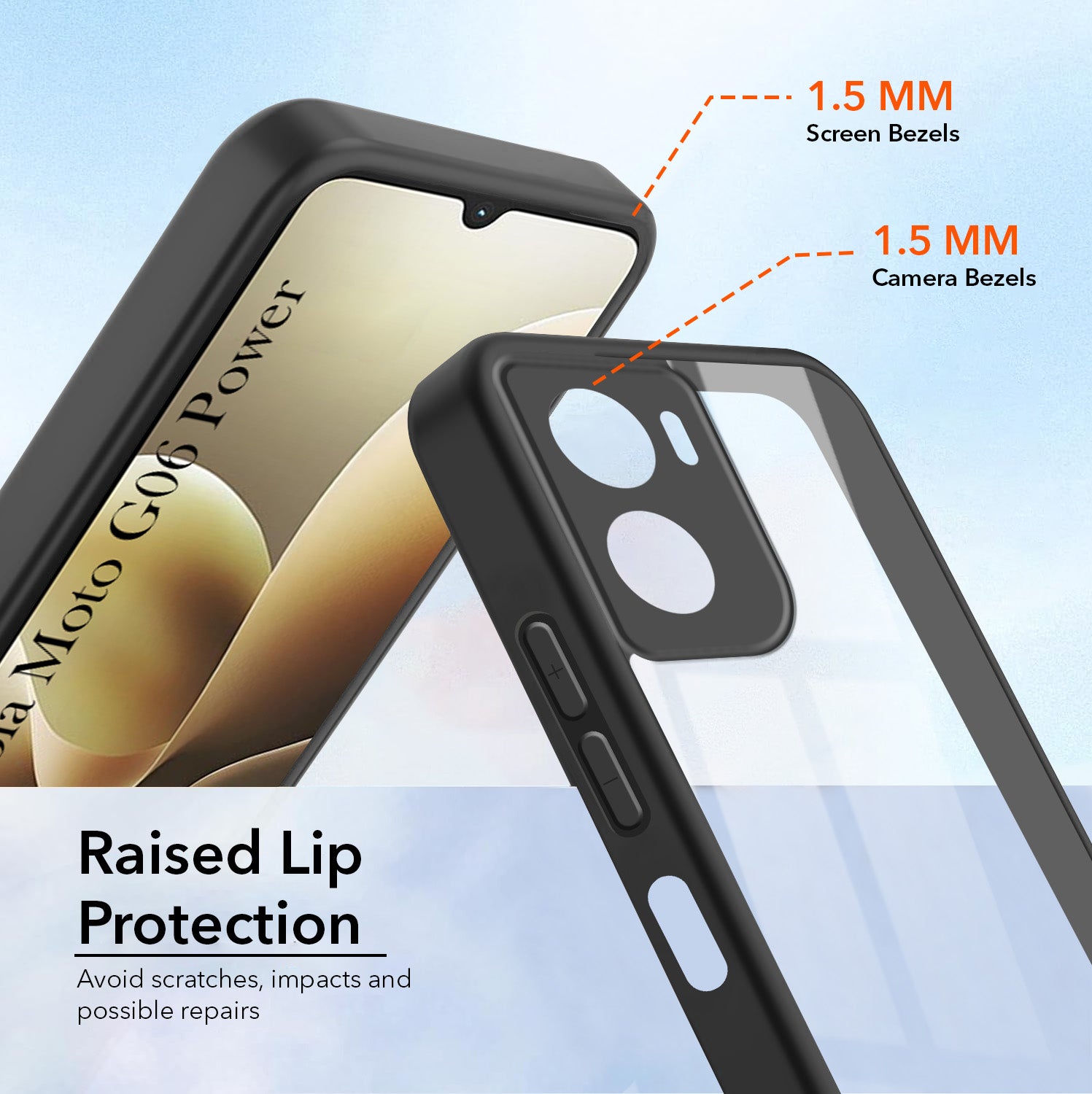 For Motorola Moto G06 Power Combo with Back Cover and 9H Tempered Glass (Lifetime Anti-Yellow | Crystal Clear Shockproof | Oleophobic Coating Screen Glass)