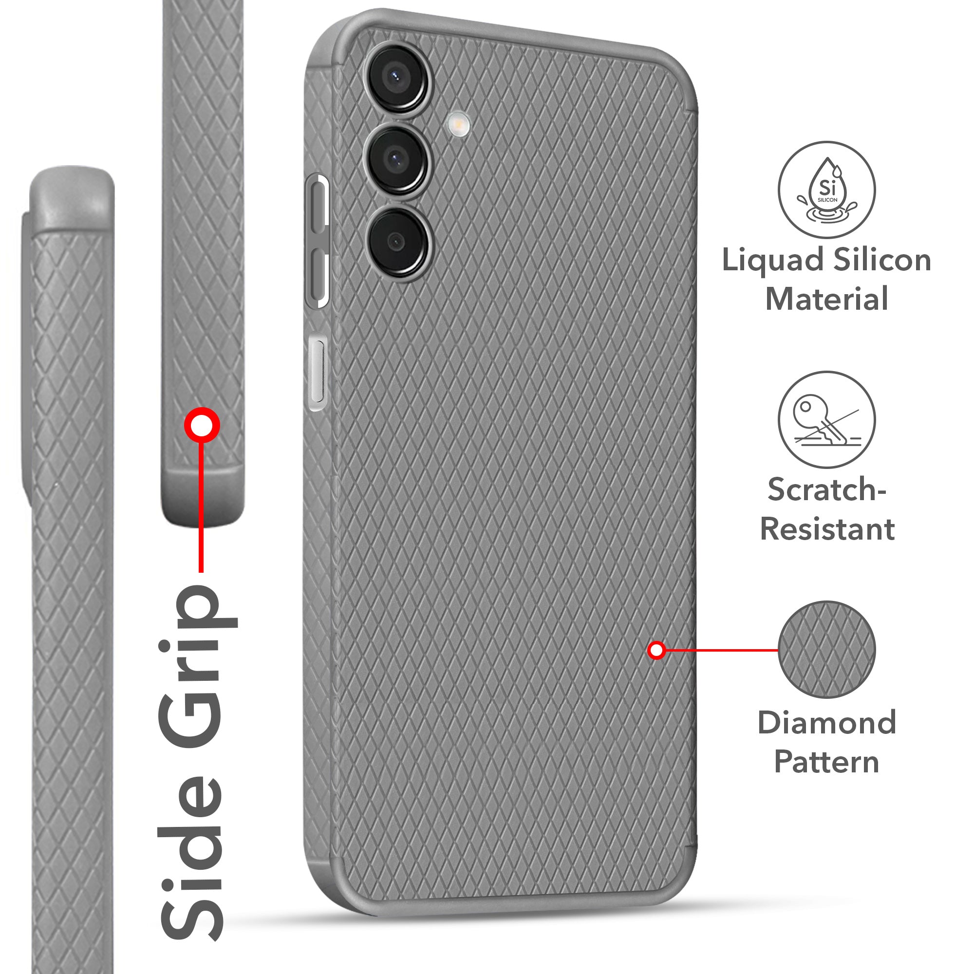 For Samsung Galaxy M15 5G Back Cover Case (Liquid Silicone | Side Grip | Camera Protection)