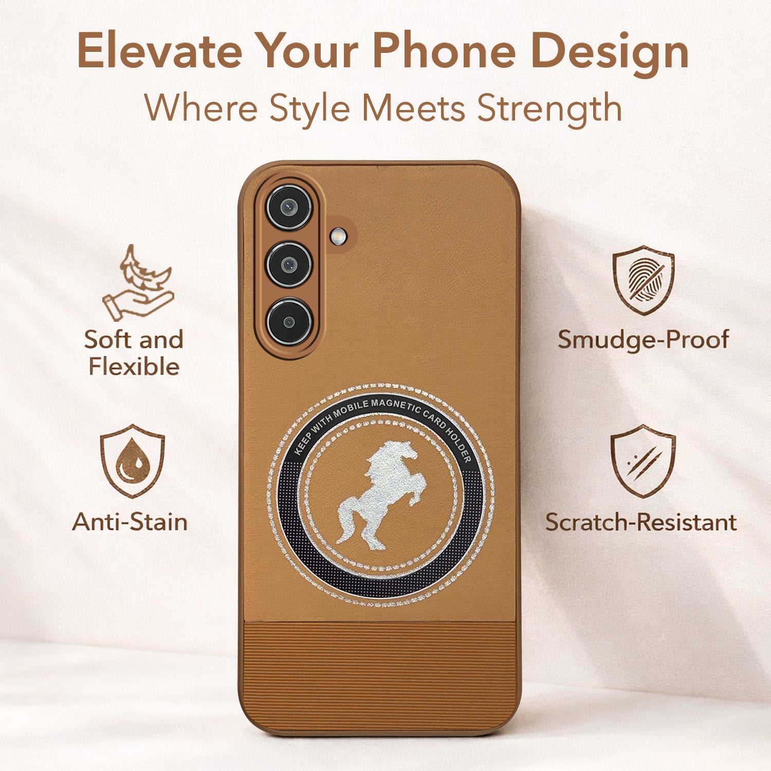 For Samsung Galaxy M35 5G Back Cover Case PU Leather Finish (Professional Minimalist Texture | MagSafe Compatile | Camera Protection | Sleek Sober Formal)
