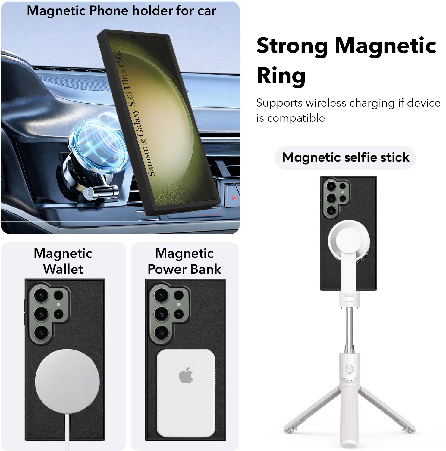For Samsung Galaxy S23 Ultra 5G Back Cover Case (Sleek Leather Finish | MagSafe Compatible Wireless Charging | Camera Bump Protection)