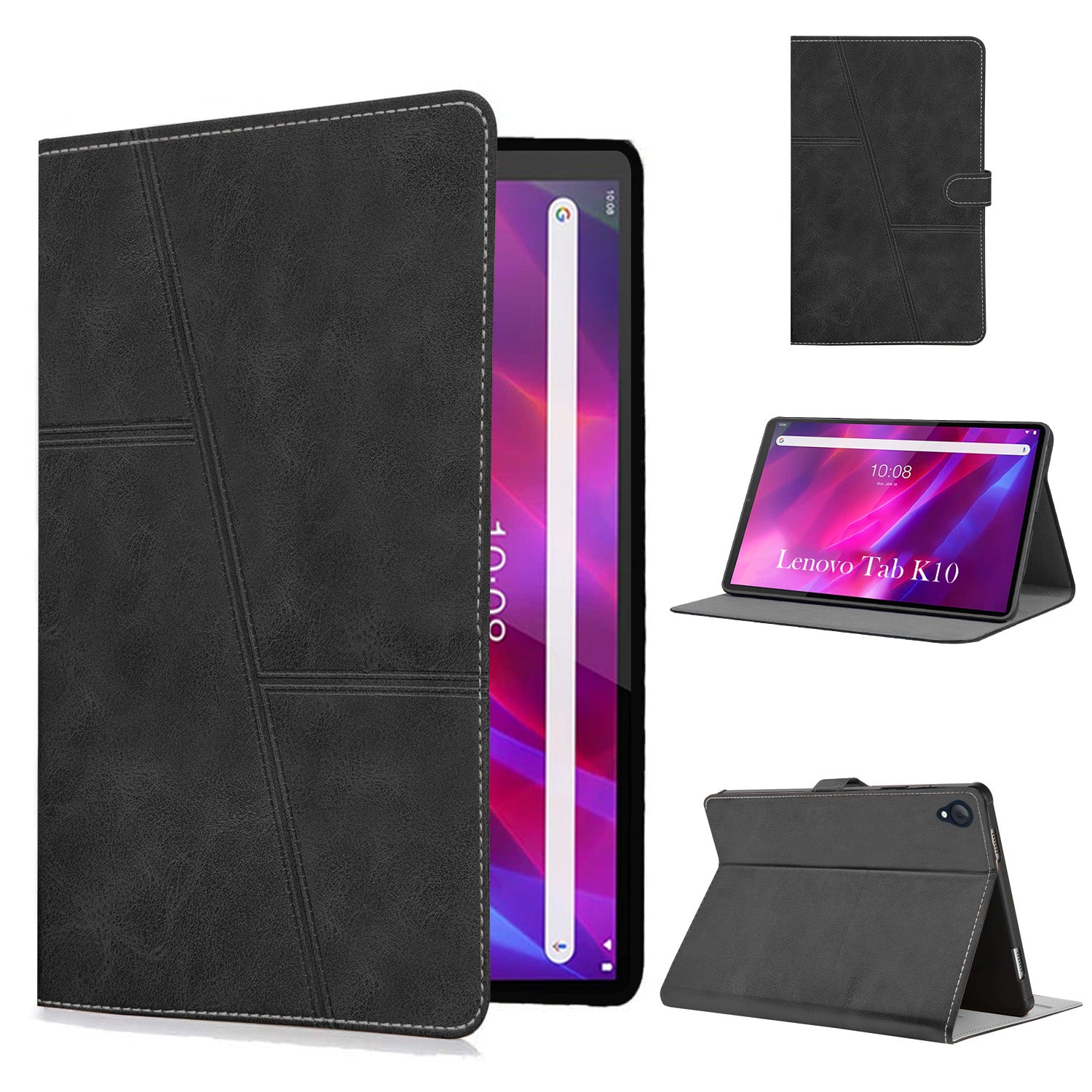 For Flip Cover Folio Case  Lenovo Tab K10 10 Inch TB-X6C6F / X6C6X  (PU Leather | Multi-Angle Smart Stand | Card Storage Slots | Silicone Back Pouch)