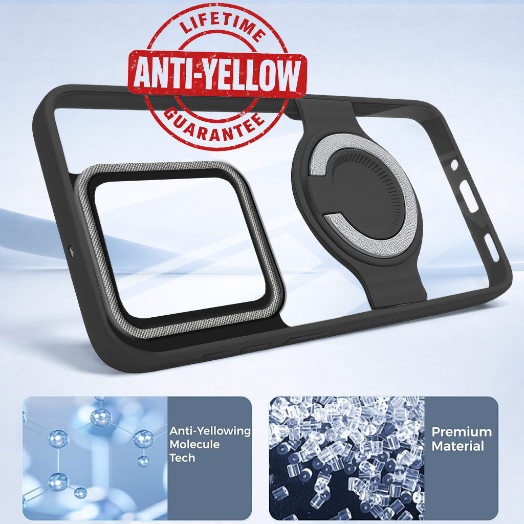 For Realme 15 Back Cover Case with stand (Built-in Ring Holder Kickstand | Lifetime Anti Yellow | Camera Protection)