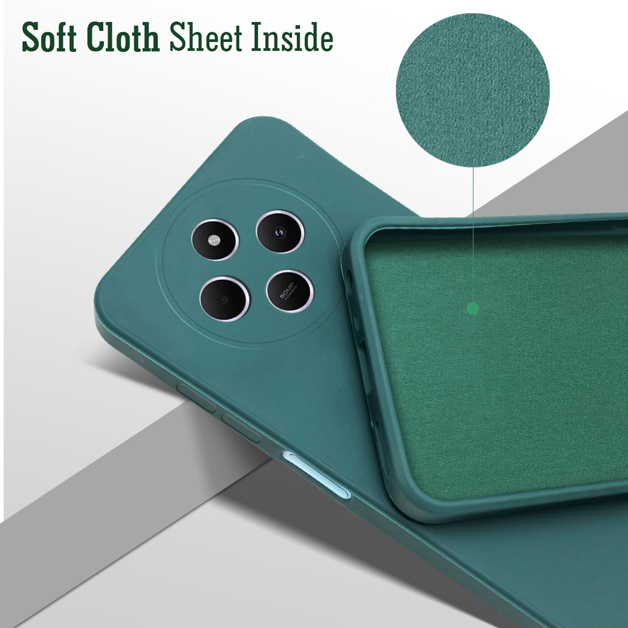 For Poco C75 | Poco M7 Back Cover Case ( Matte Finish Silicone with Inside Fiber cloth)