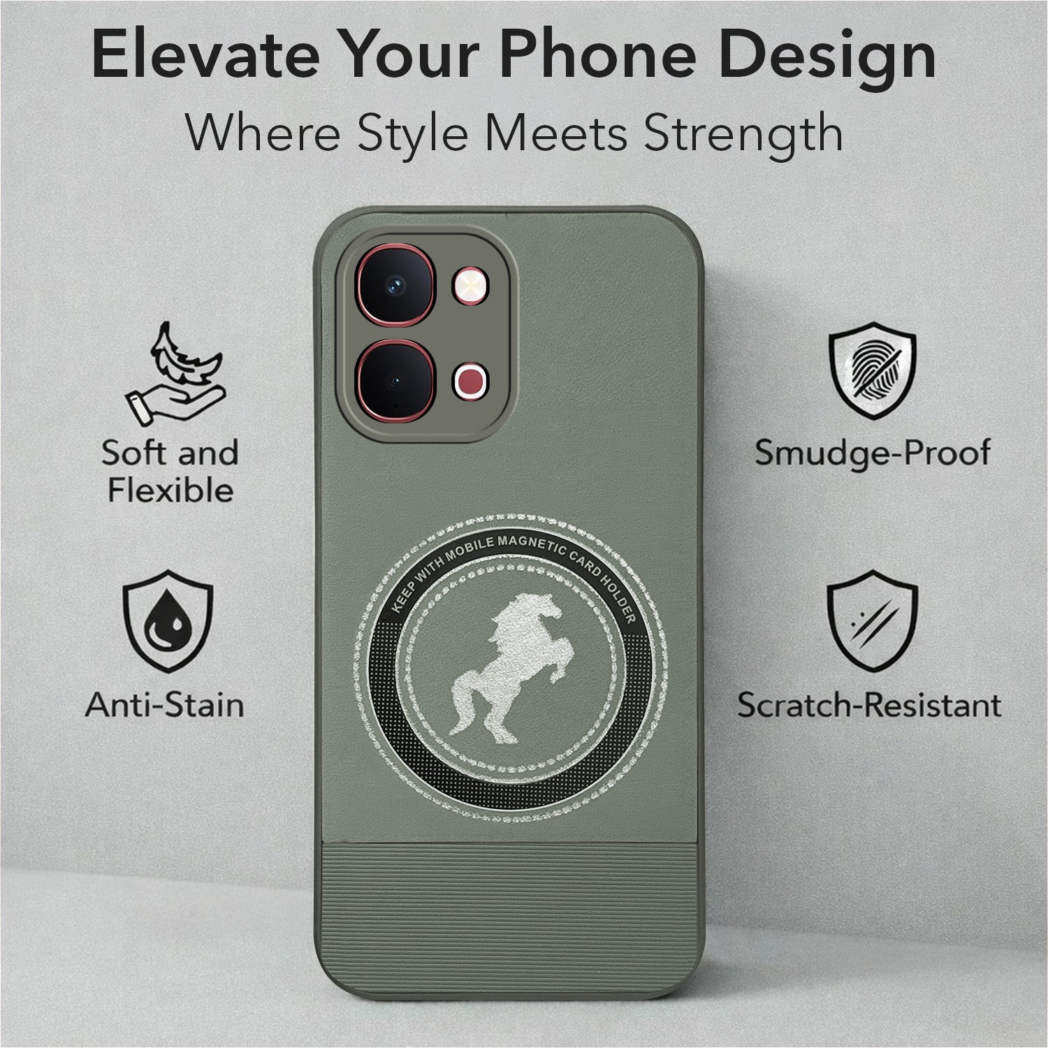 For Vivo Y51 Pro 5G | Vivo T5x Back Cover Case PU Leather Finish (Professional Minimalist Texture | MagSafe Compatile | Camera Protection | Sleek Sober Formal) (Copy)