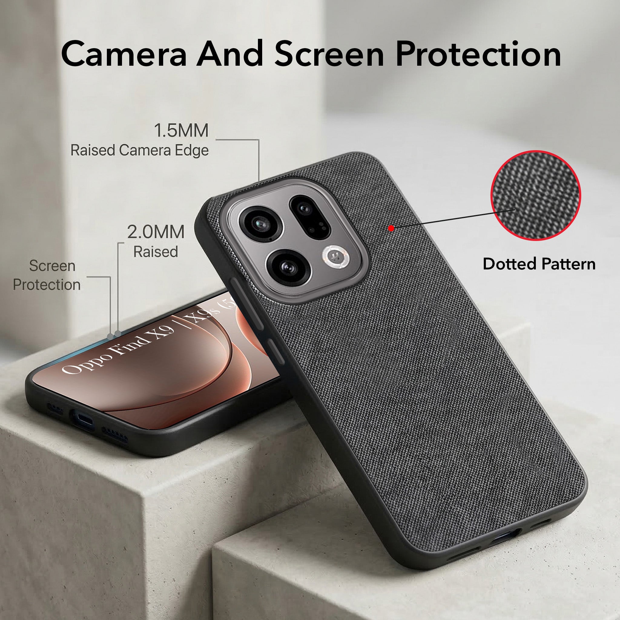 For Oppo Find X9 | Oppo Find X9s Combo (Textured Grip Design | Micro-Fiber Cloth Inside | Oleophobic Coating Screen Glass)