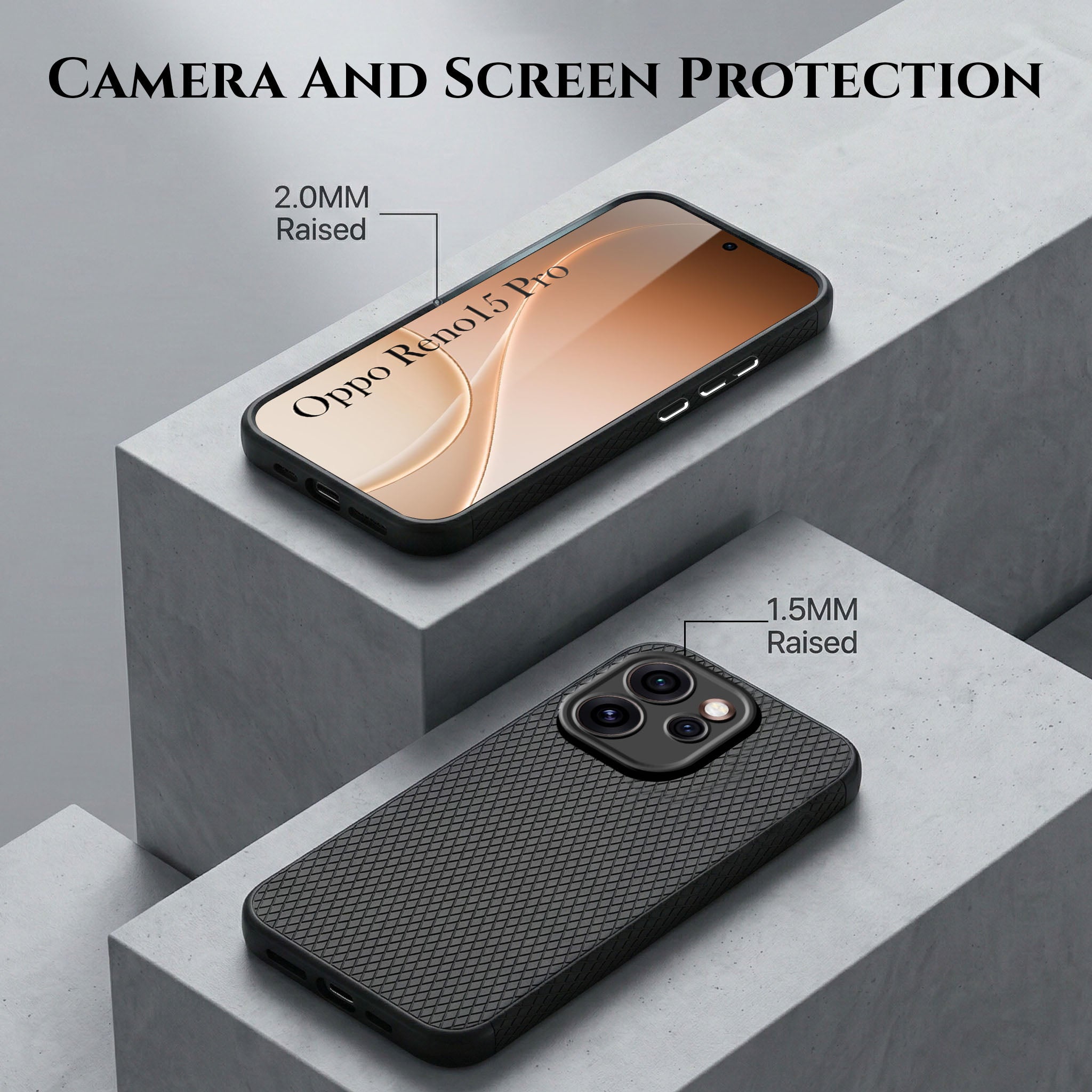 For Oppo Reno15 Pro 5G | Oppo Reno 15 Pro 5G Combo with Back Cover and 9H Tempered Glass (Liquid Silicone | Camera Protection | Oleophobic Coating Screen Glass)