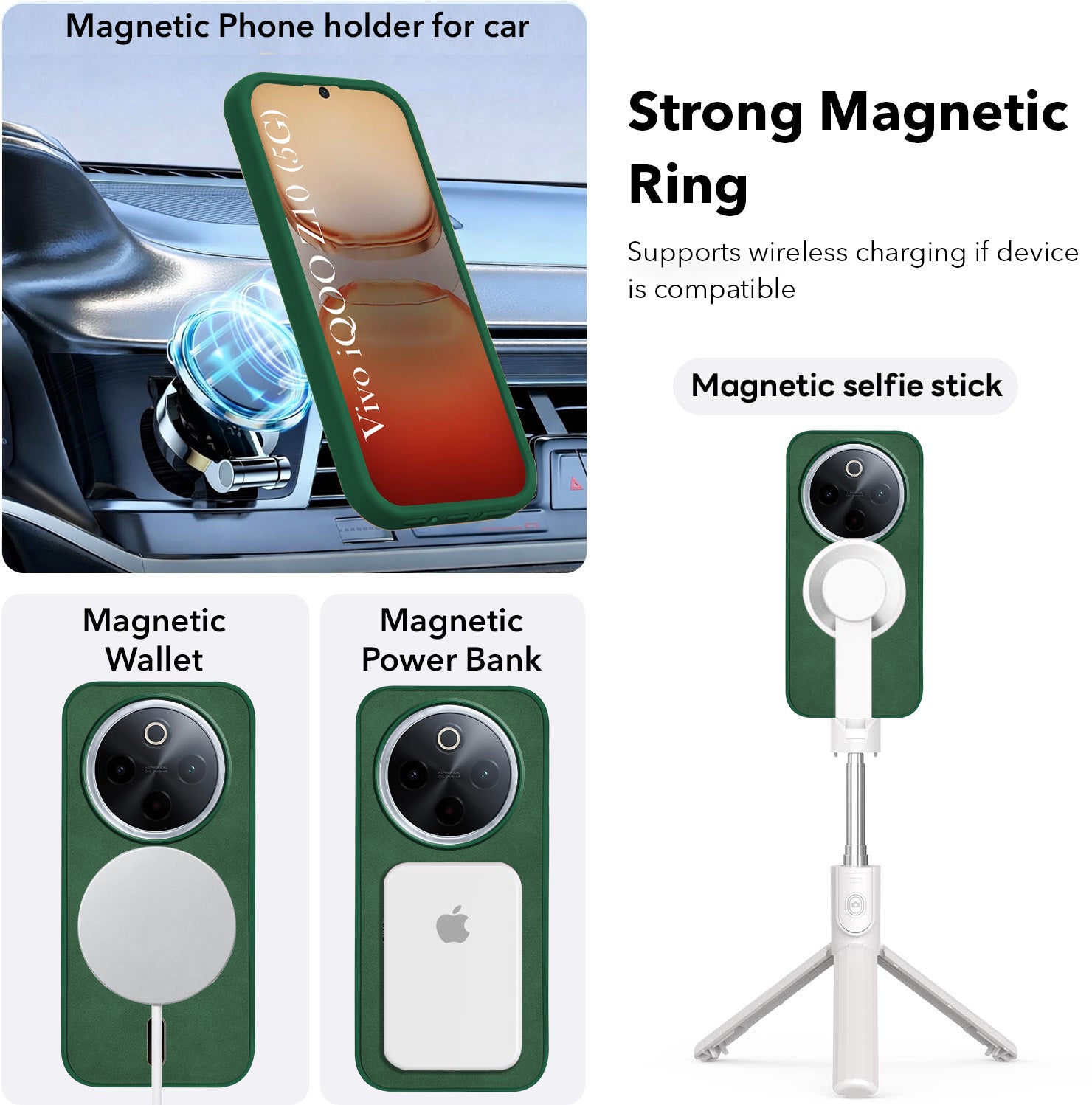 For Vivo iQOO Z10 Back Cover Case Leather Finish (MagSafe Compatible Wireless Charging | Soft Touch | Camera Bump Protection)