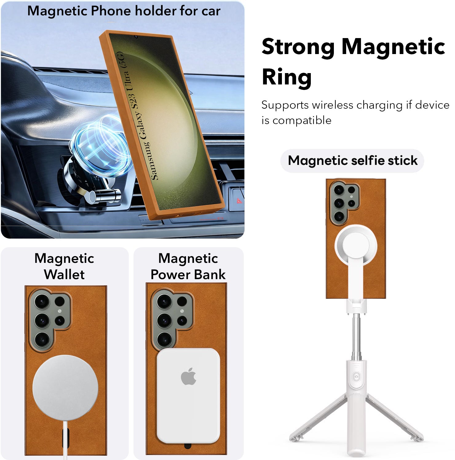 For Samsung Galaxy S23 Ultra 5G Back Cover Case (Sleek Leather Finish | MagSafe Compatible Wireless Charging | Camera Bump Protection)