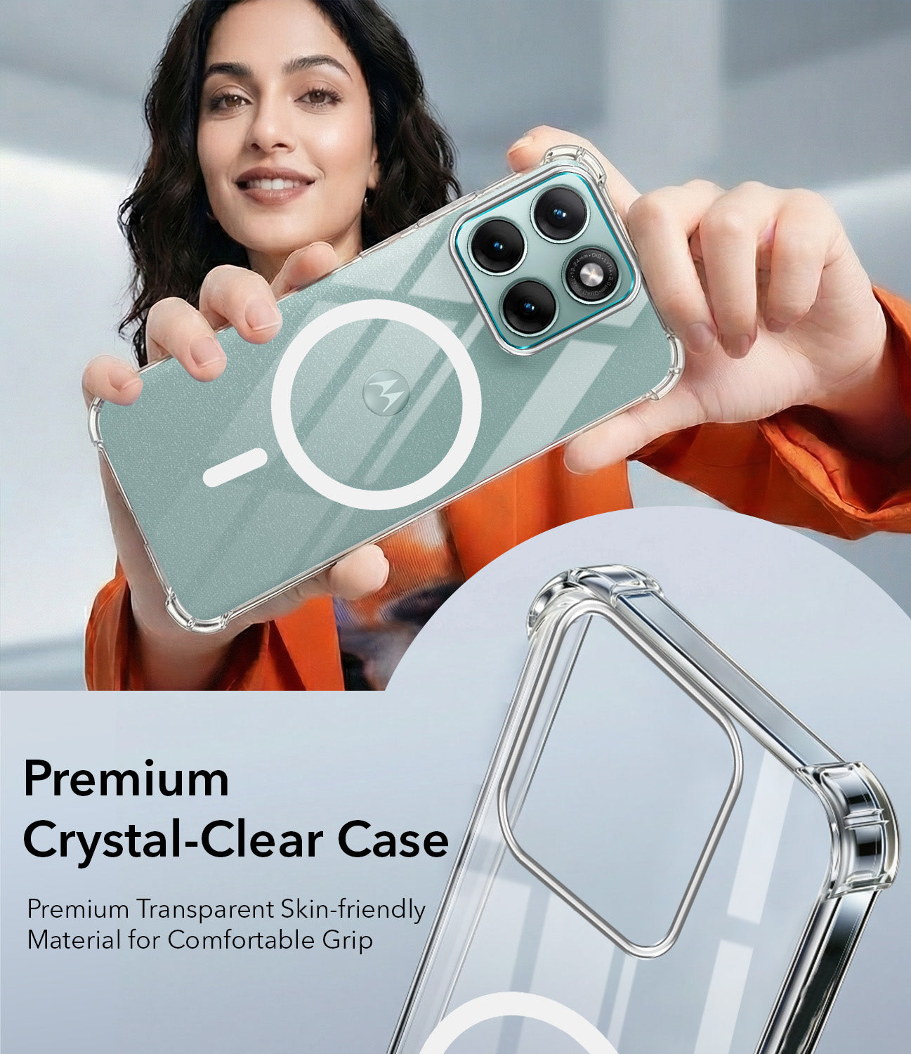 For Motorola Moto Edge 70 Fusion Back Cover Shockproof Crystal-Clear (Magsafe Wireless Support | Drop & Camera Protection | Hard Polycarbonate)