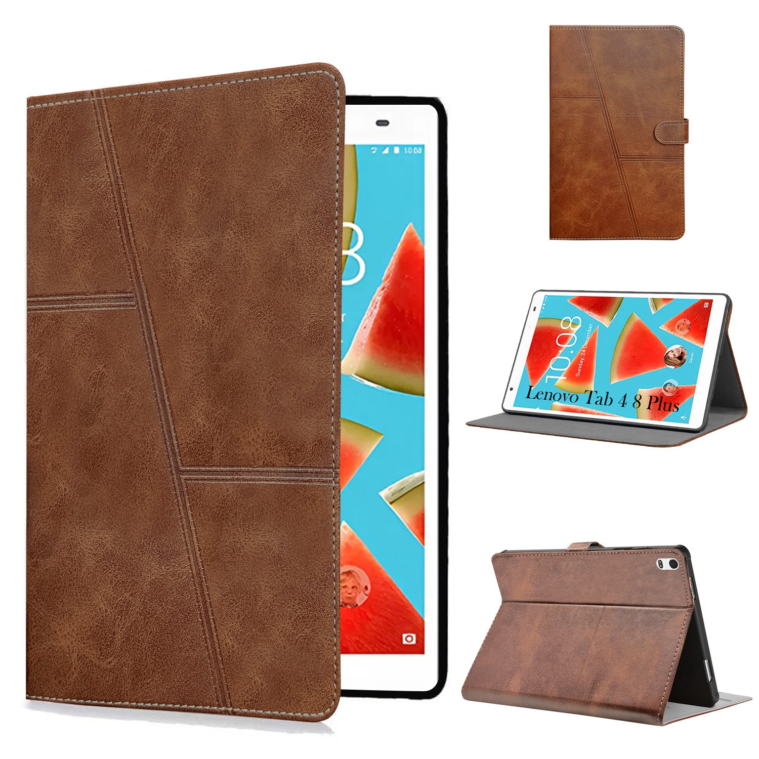 For Flip Cover Folio Case Lenovo Tab 4 8 Plus (TB-8704X) 8 Inch (PU Leather | Multi-Angle Smart Stand | Card Storage Slots | Silicone Back Pouch)
