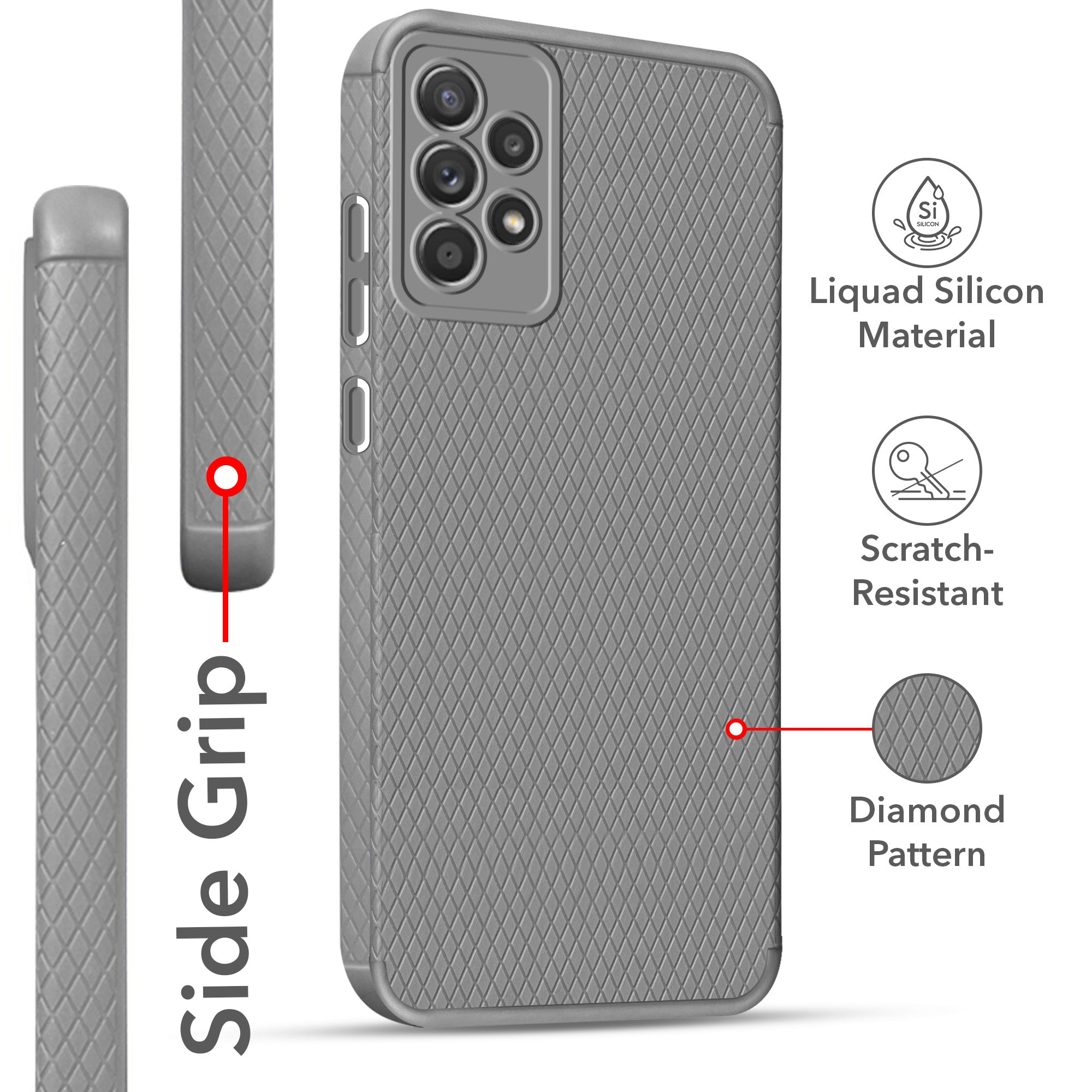 For Samsung Galaxy A52 | A52 5G | A52s 5G Back Cover Case (Liquid Silicone | Side Grip | Camera Protection)