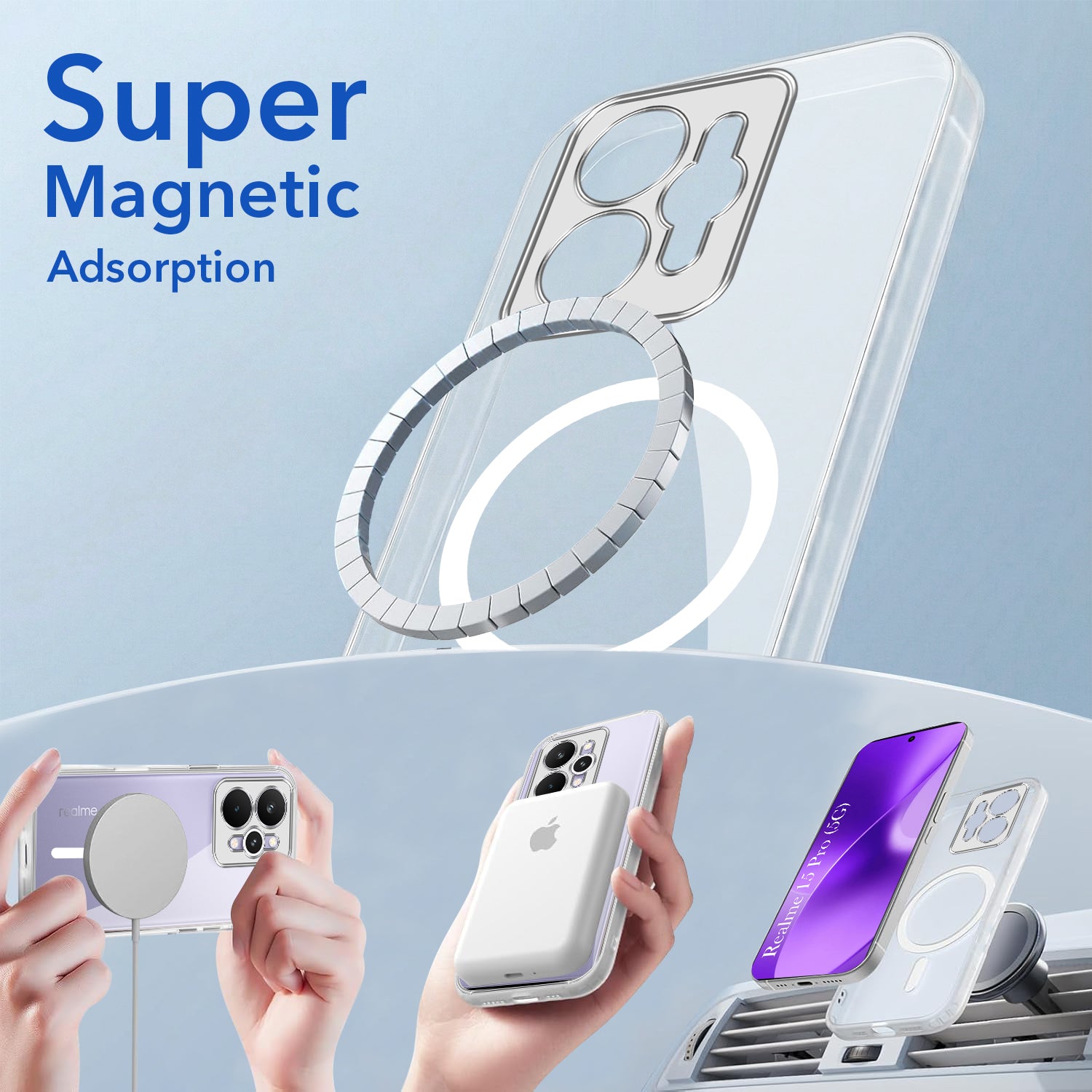 For Realme 15 Pro Back Cover Case Lifetime Anti-Yellow MagSafe Compatible Clear (Sleek Hard Crystal | Shockproof and Camera Protection)