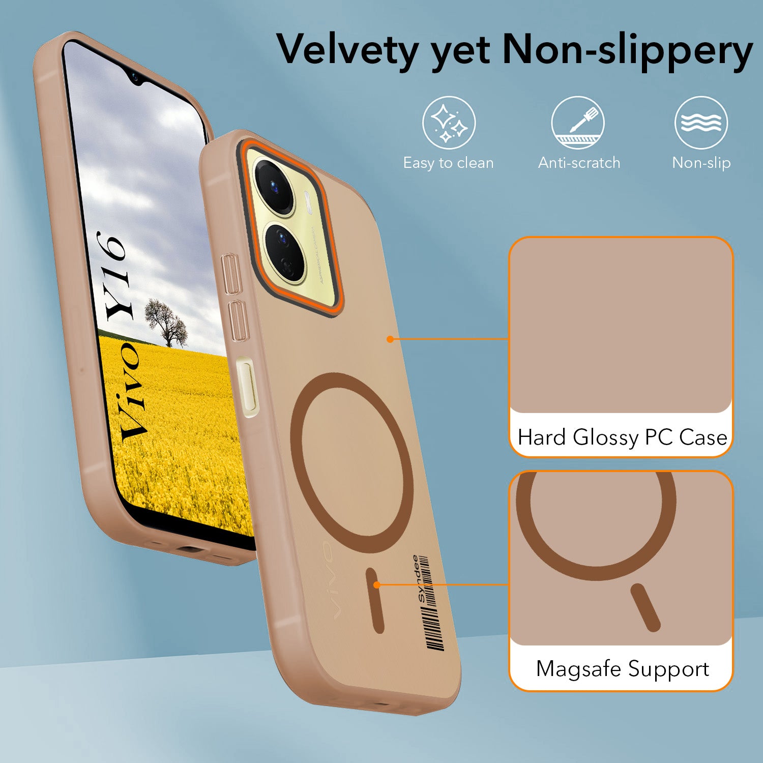 For Vivo Y16 Back Cover Case (Soft Touch | Camera Bump Protection | MagSafe Compatible | Matte Finish)