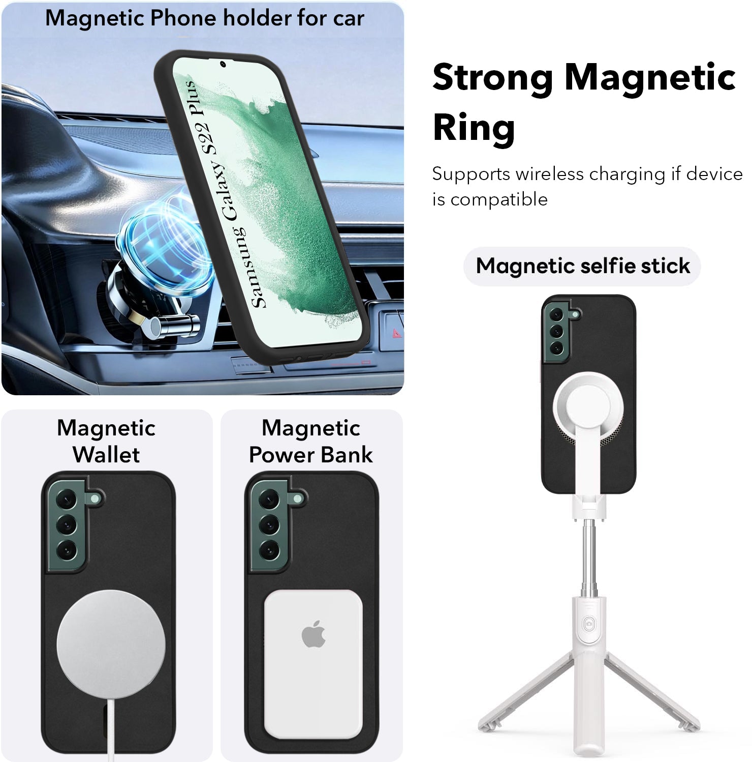 For Samsung Galaxy S22 Plus 5G Back Cover Case Leather Finish (MagSafe Compatible Wireless Charging | Soft Touch | Camera Bump Protection)