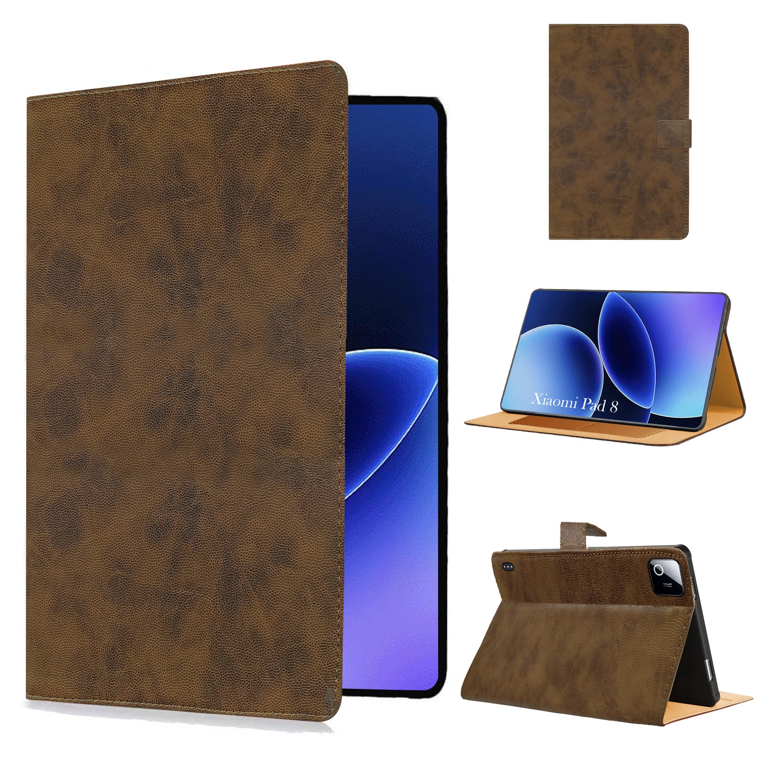For Xiaomi Pad 8 11.2 Inch Flip Cover Folio Cover (PU Matte Leather | Multi-Angle Smart Stand | Card Storage Slots | Silicone Back Pouch)