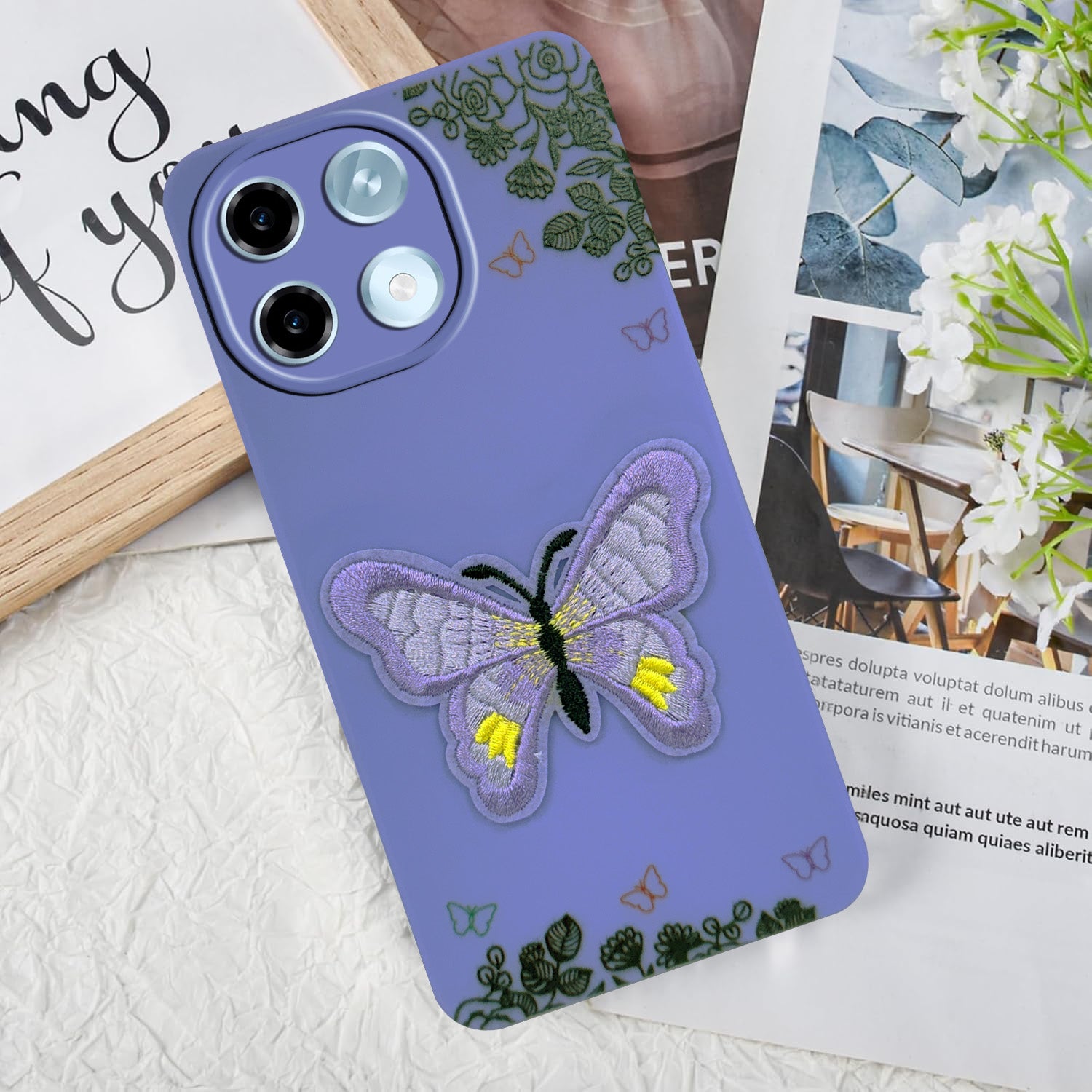 For Ai+ Nova 2 5G Back Cover Case (Soft Butterfly Embroidery | Women Teen Girls | Camera Protection| Matte Silicone)