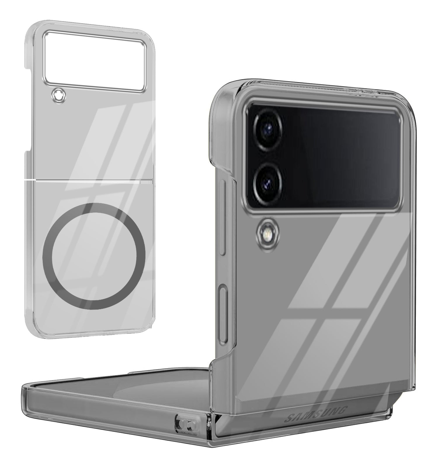 For Samsung Galaxy Z Flip 4 Back Cover Case Lifetime Anti-Yellow Clear (Magnetic Charging Support | Sleek Hard Crystal | Shockproof and Camera Protection)