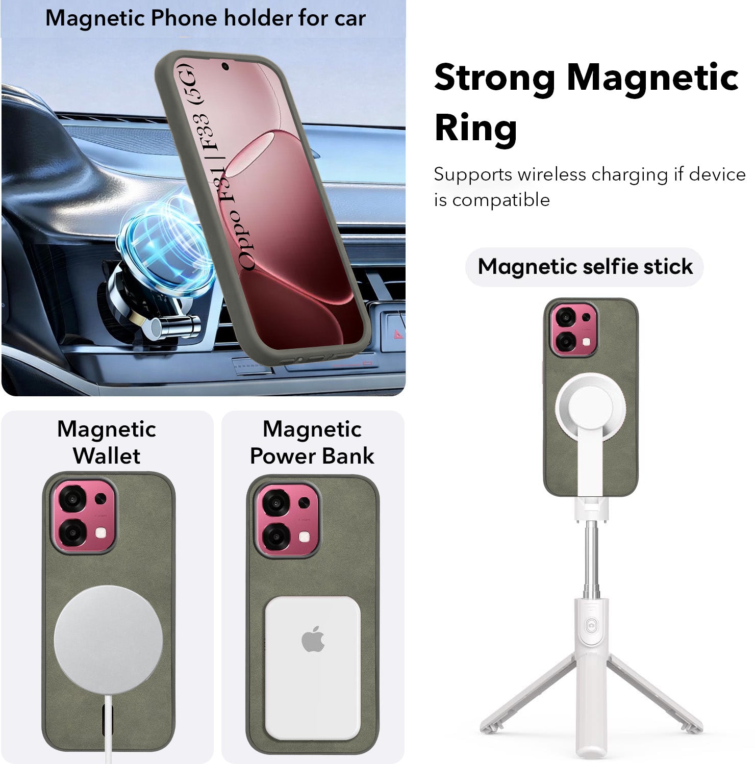 For Oppo F31 5G | Oppo F33 5G Back Cover Case Leather Finish (MagSafe Compatible Wireless Charging | Soft Touch | Camera Bump Protection)