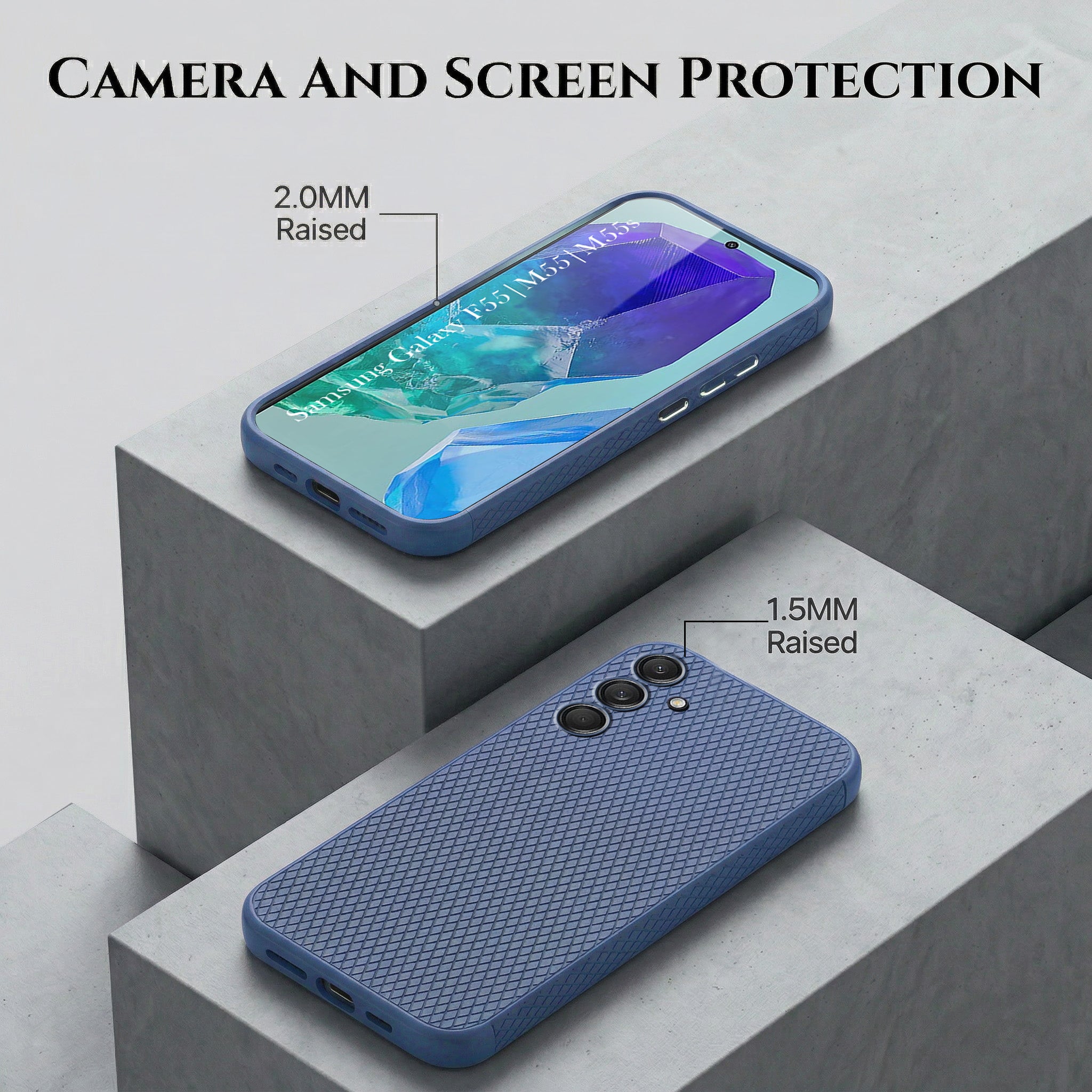 For Samsung Galaxy M55 5G | F55 5G | M55s 5G Combo with Back Cover and 9H Tempered Glass (Liquid Silicone | Camera Protection | Oleophobic Coating Screen Glass)