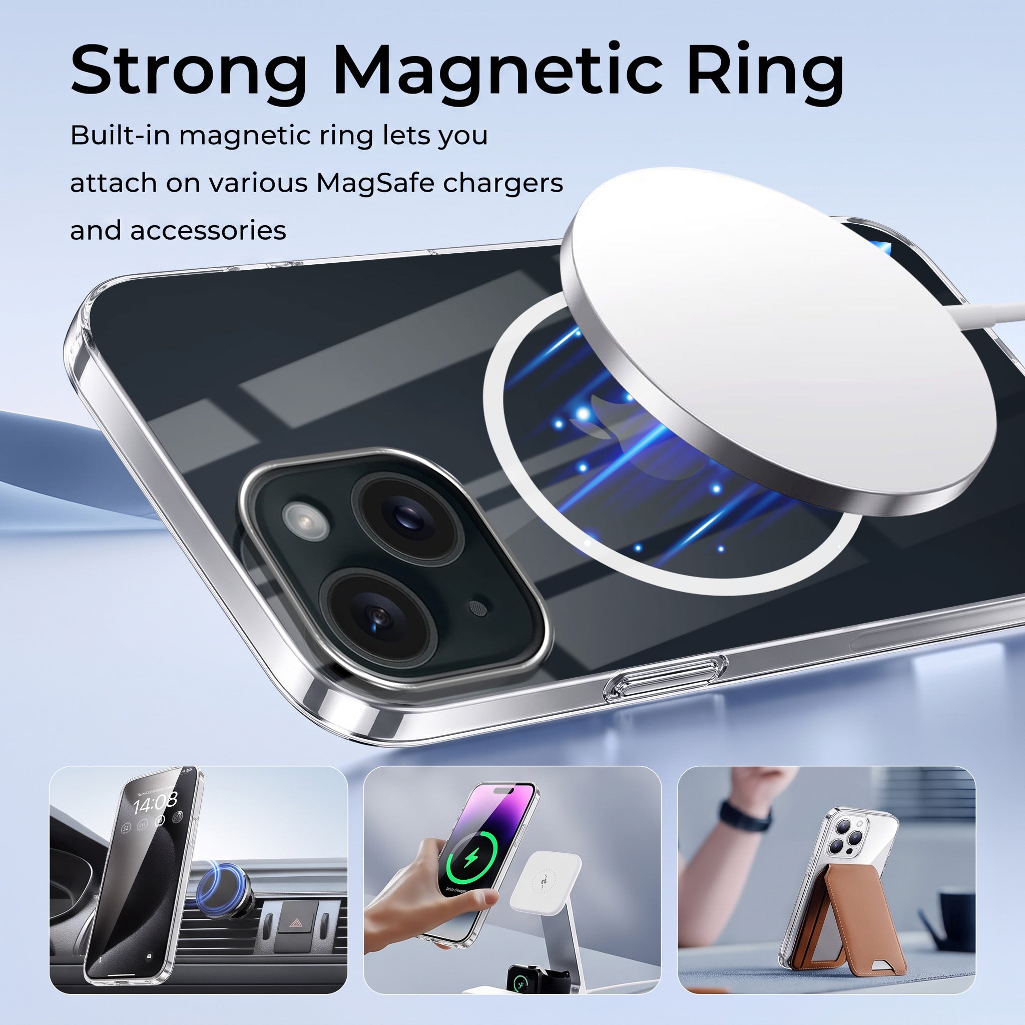 For Apple iPhone 15 Back Case Cover Crystal Anti Yellow (Unbreakable PC | MagSafe Wireless Charging Support |Camera Protection Bump)