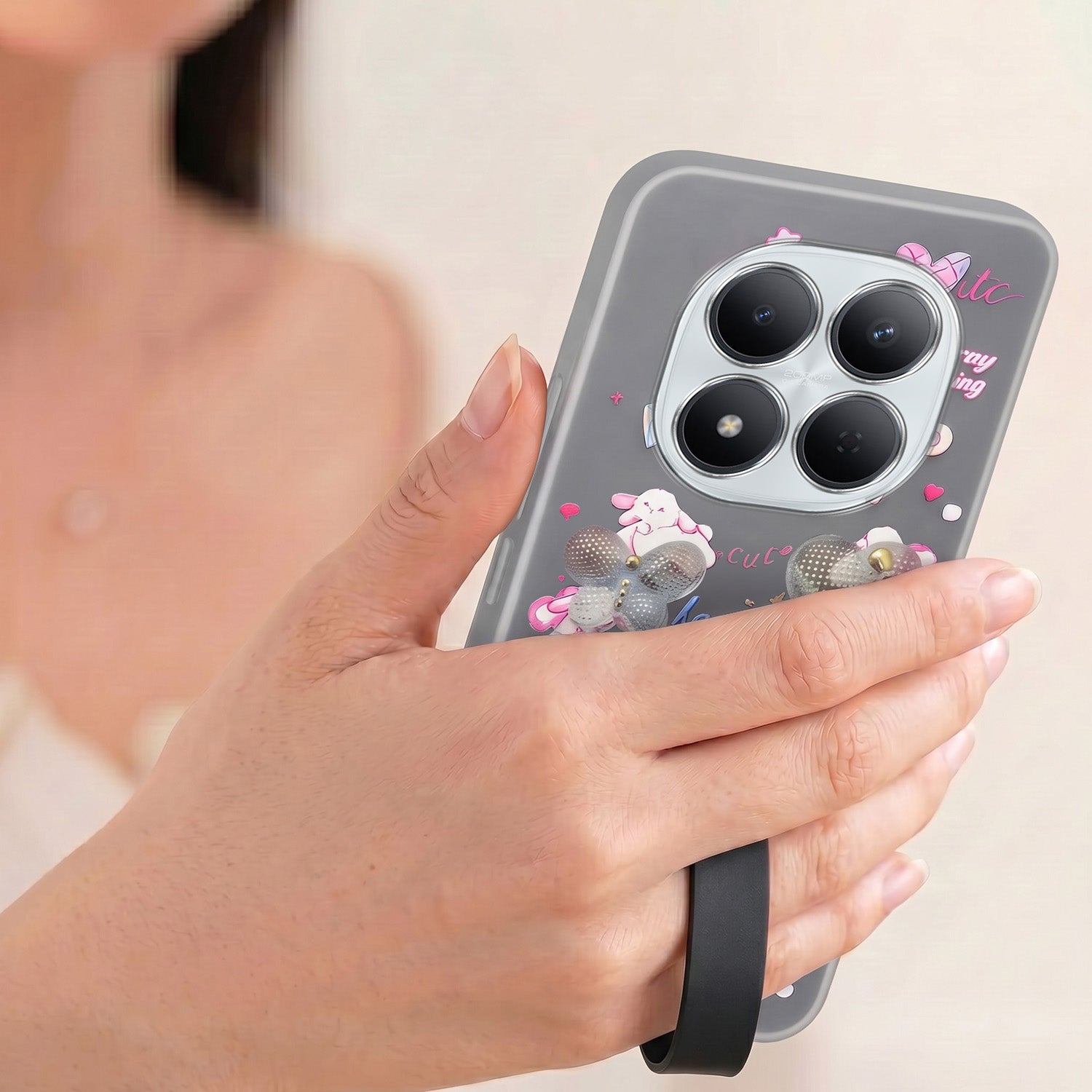 For Xiaomi Redmi Note 15 Pro 5G Back Cover Case (3D Cute Heart Strap Holder | Camera Protection | Designer Girls Print)