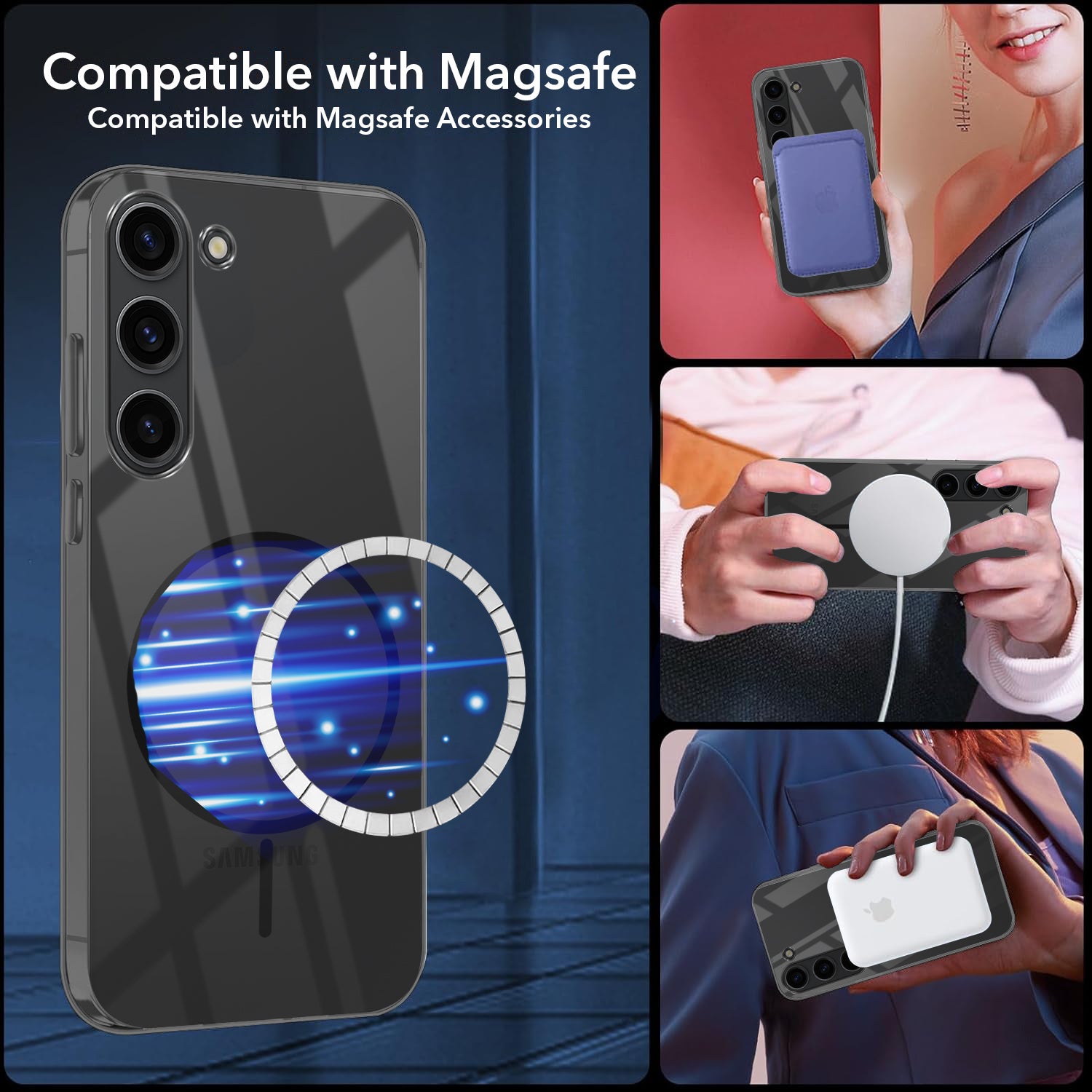 For Samsung Galaxy S23 5G Back Cover Case (Crystal Clear Case | MagSafe Wireless Charging Support | Hard Anti Yellow | Camera Protection Bump)
