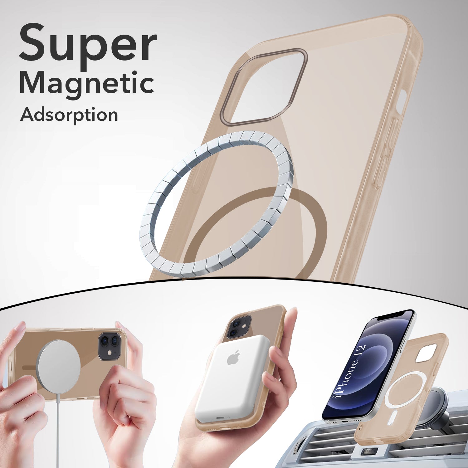 For Apple iPhone 12 Back Case Cover Lifetime Anti-Yellow MagSafe Compatible Clear (Sleek Hard Crystal | Camera Protection and Shockproof)