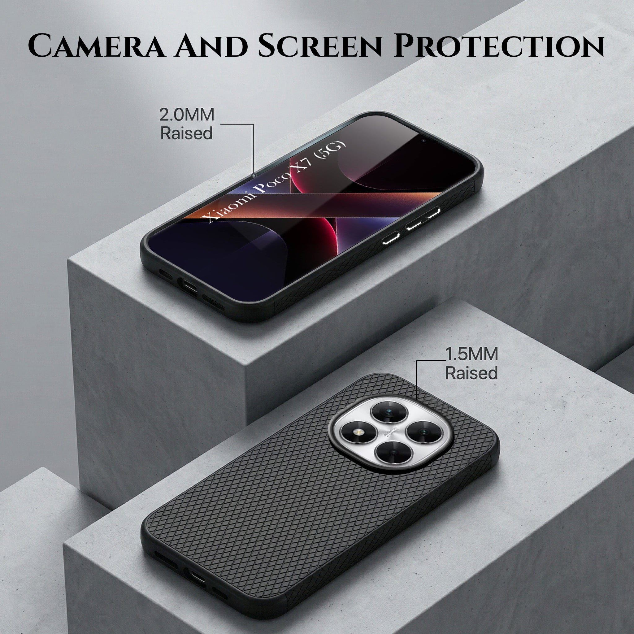 For Xiaomi Poco X7 Combo with Back Cover and 9H Tempered Glass (Liquid Silicone | Camera Protection | Oleophobic Coating Screen Glass)