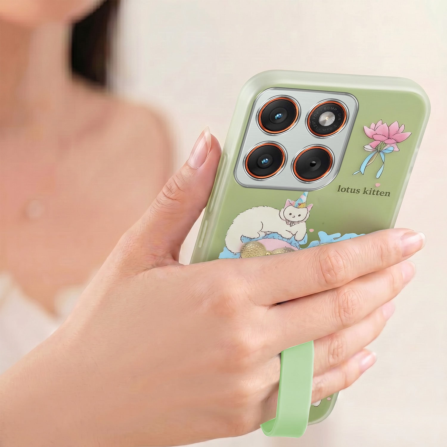 For Motorola Moto Edge 70 Back Cover Case (3D Cute Heart Strap Holder | Camera Protection | Designer Girls Print)