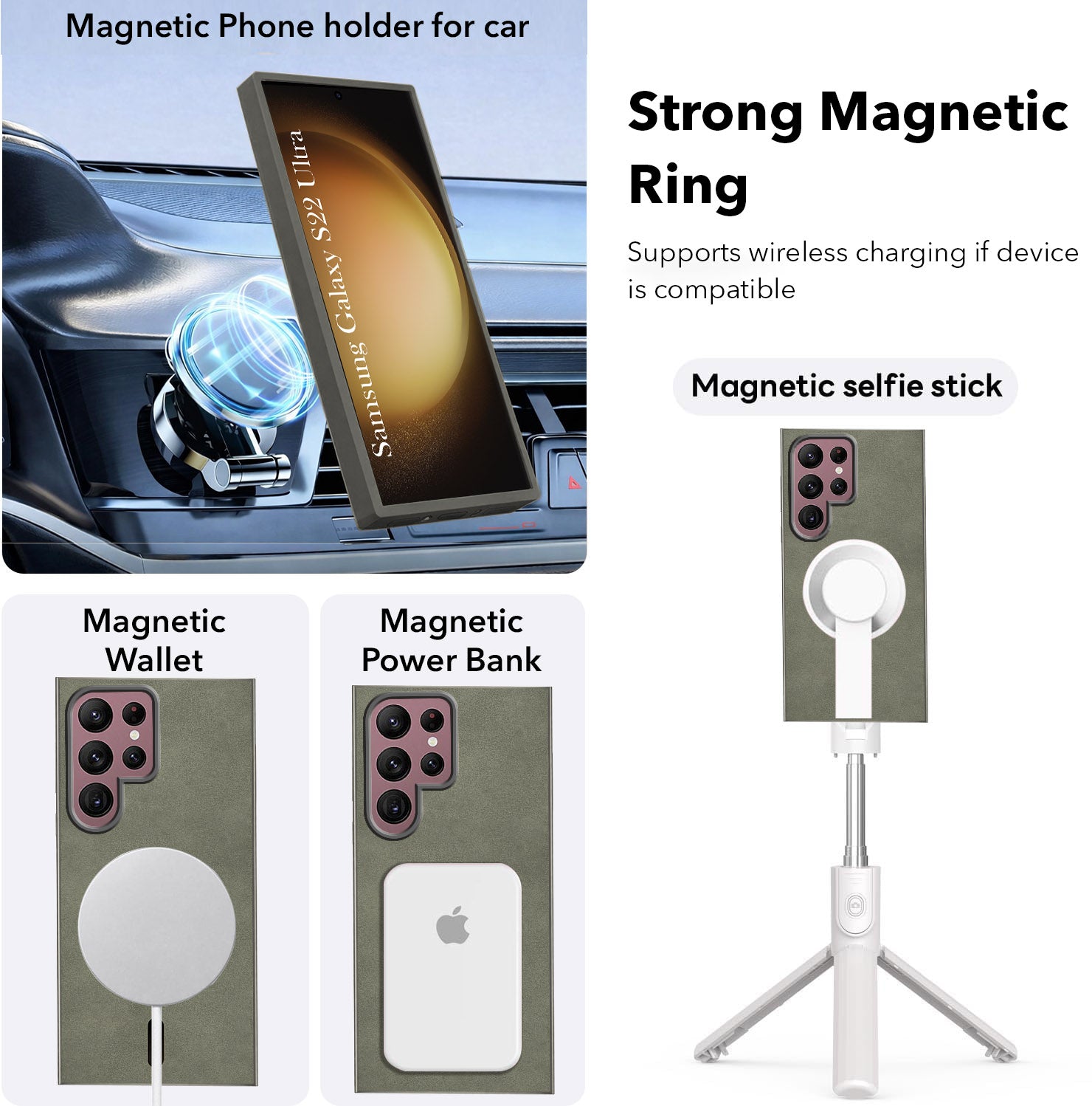 For Samsung Galaxy S22 Ultra 5G Back Cover Case Leather Finish (MagSafe Compatible Wireless Charging | Soft Touch | Camera Bump Protection)