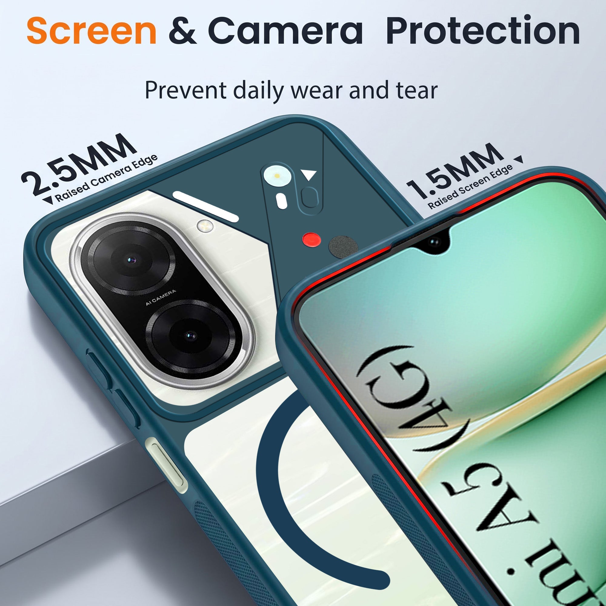 For Redmi A5 4G Back Cover Case Lifetime Anti-Yellow Clear (Camera Protection | Side Grip | Wireless MagSafe Compatible)