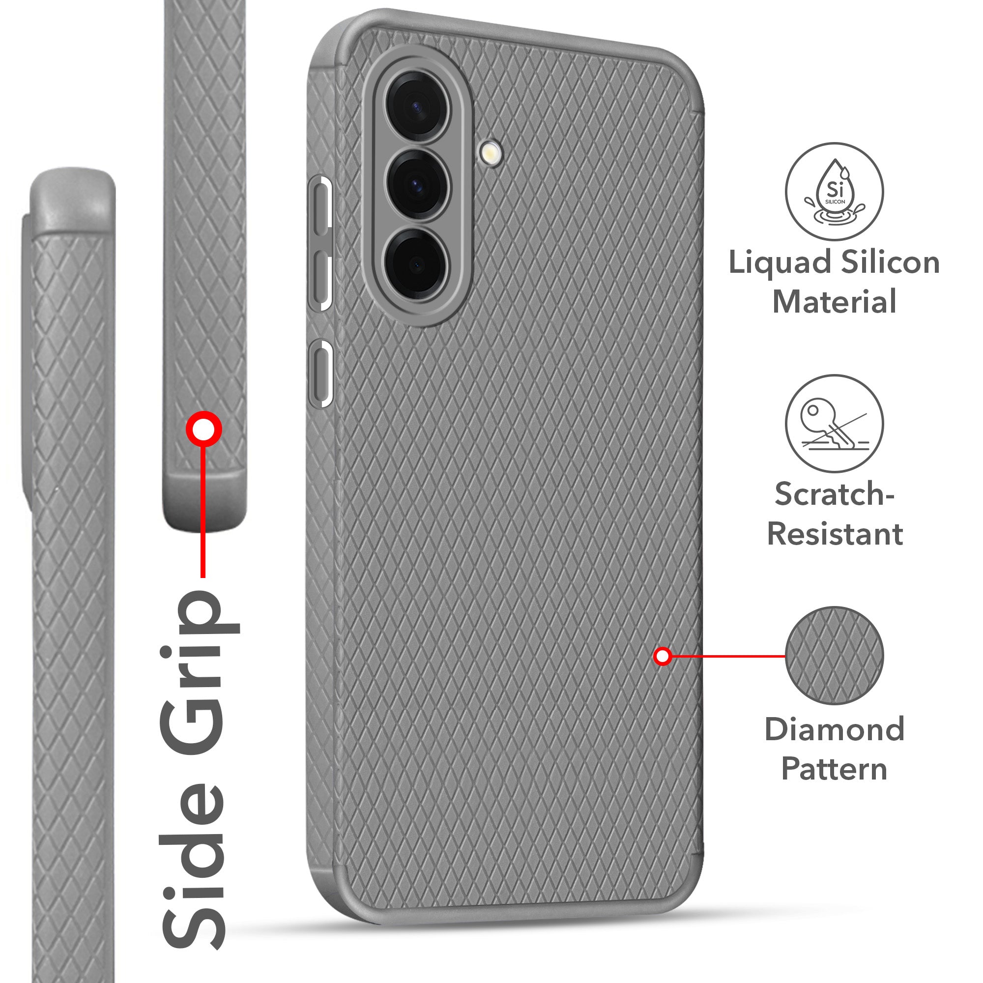 For Samsung Galaxy A36 5G | Galaxy A56 5G Back Cover Case (Liquid Silicone | Side Grip | Camera Protection)