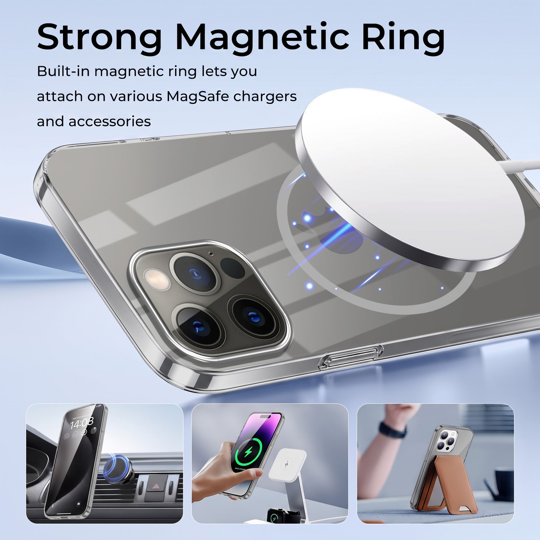 For Apple iPhone 12 Pro Back Case Cover Crystal Anti Yellow (Unbreakable PC | MagSafe Wireless Charging Support |Camera Protection Bump)