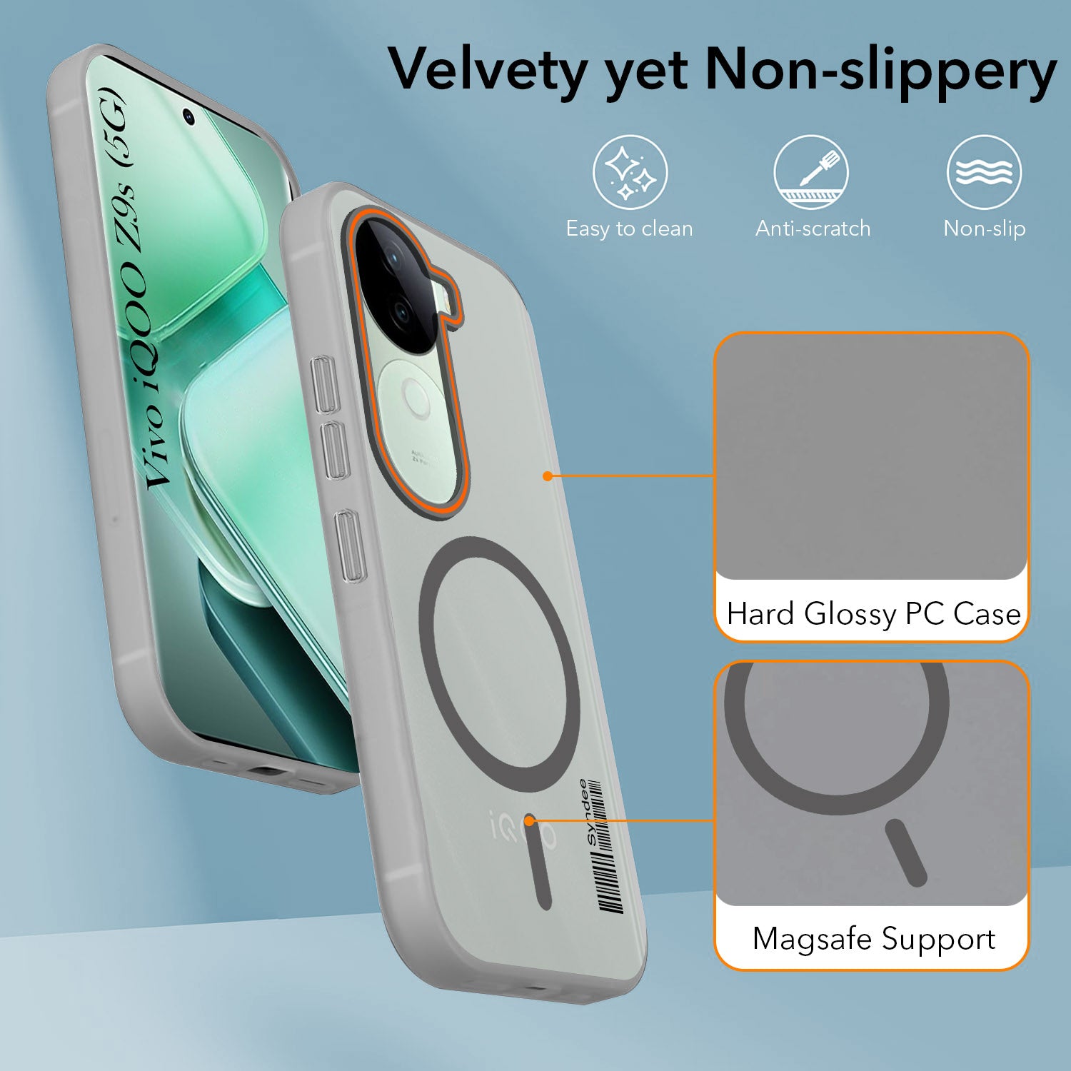 For Vivo iQOO Z9s Back Cover Case (Soft Touch | Camera Bump Protection | MagSafe Compatible | Matte Finish)