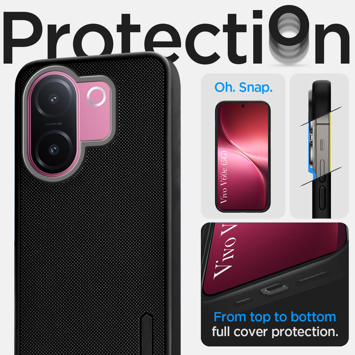 For Vivo V60e Back Cover Case Rubberised(Textured Grip Design | Micro-Fiber Cloth Inside | Slim and Light Weight | Soft Touch and Feel)