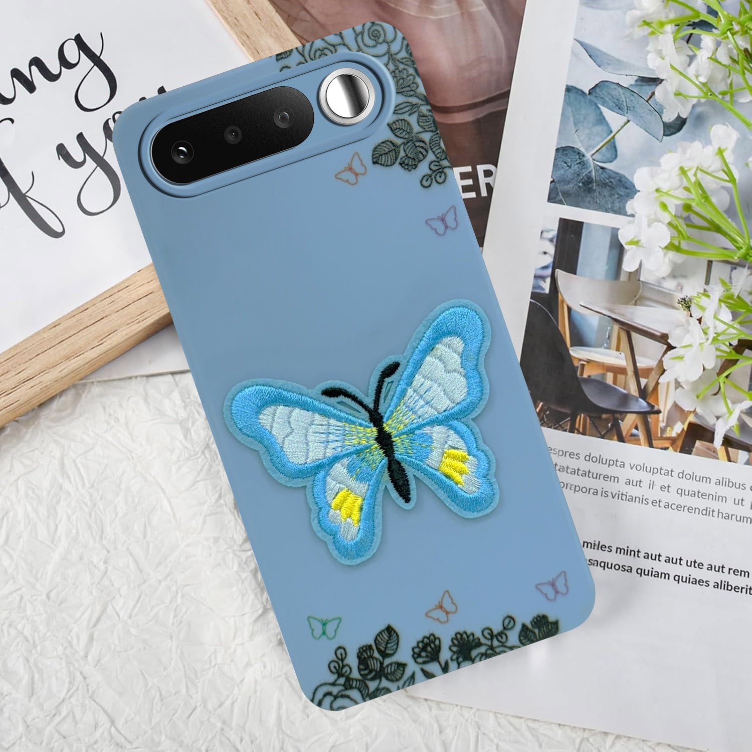 For Realme 16 Back Cover Case (Soft Butterfly Embroidery | Women Teen Girls | Camera Protection| Matte Silicone)